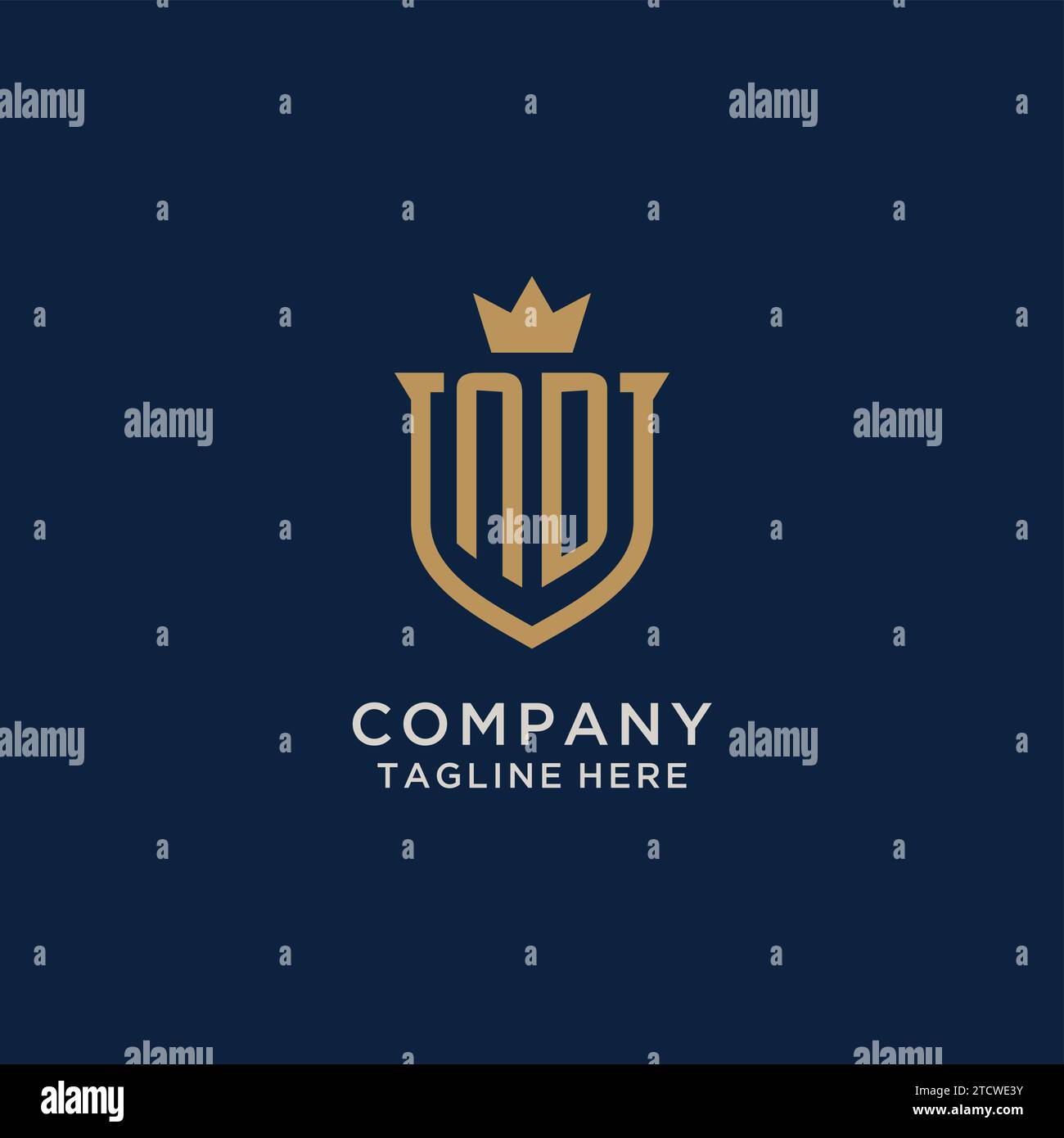 ND initial shield crown logo vector graphic Stock Vector