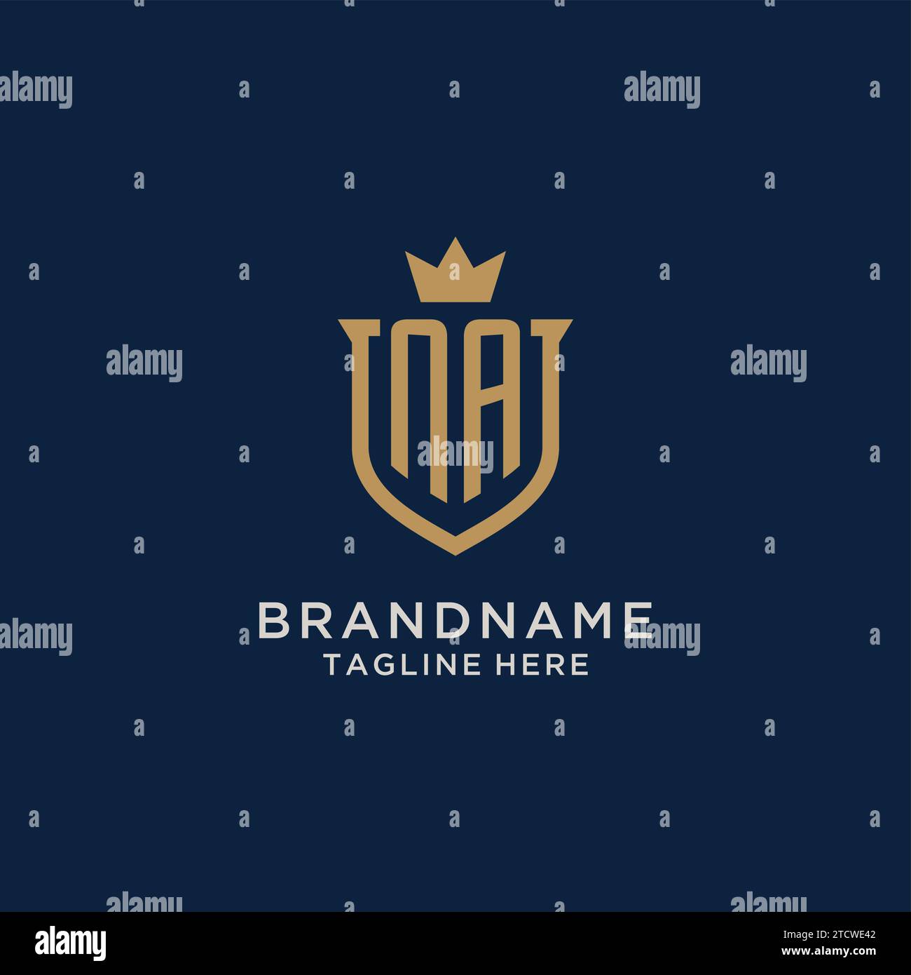 NA initial shield crown logo vector graphic Stock Vector