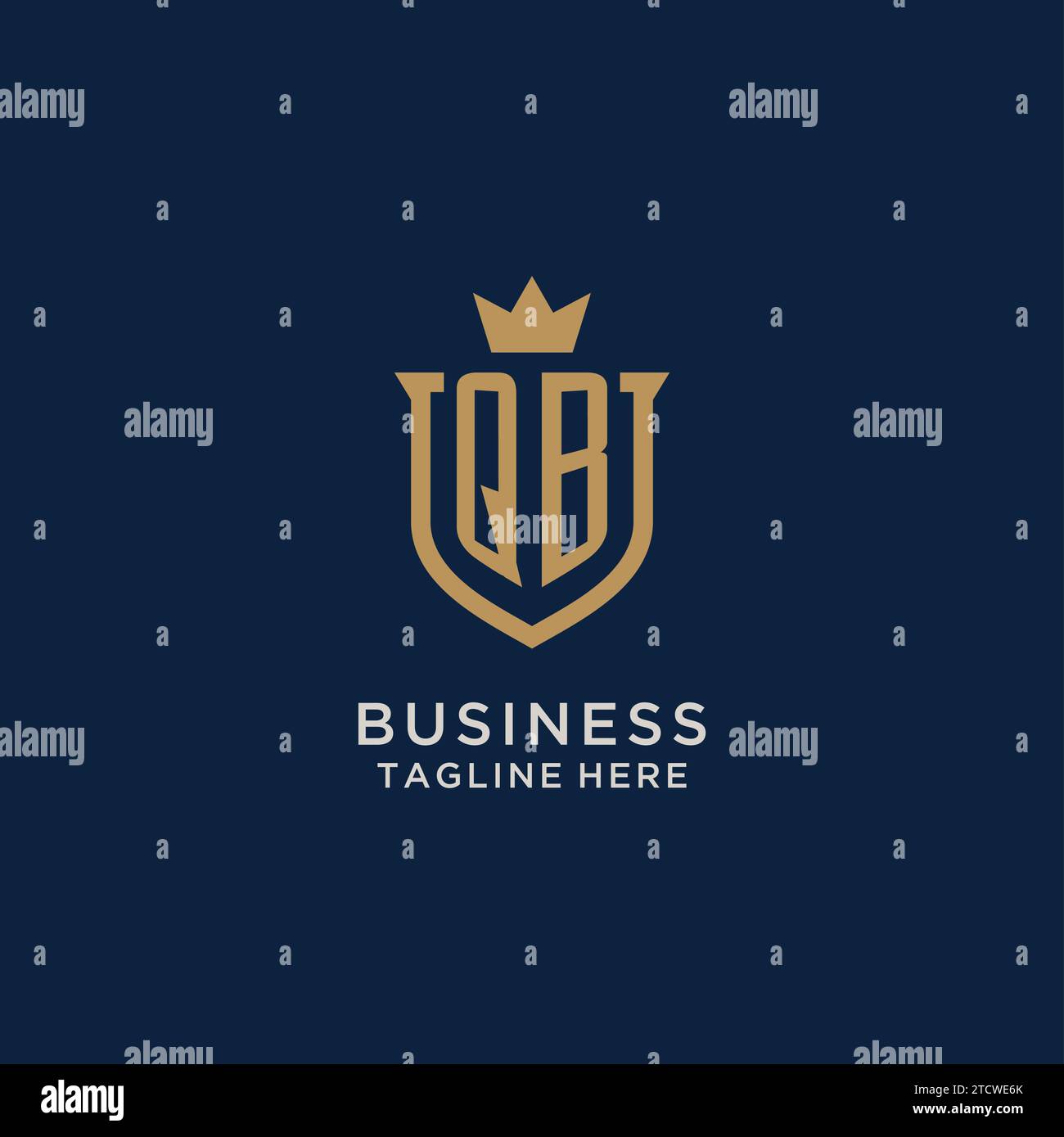 QB initial shield crown logo vector graphic Stock Vector