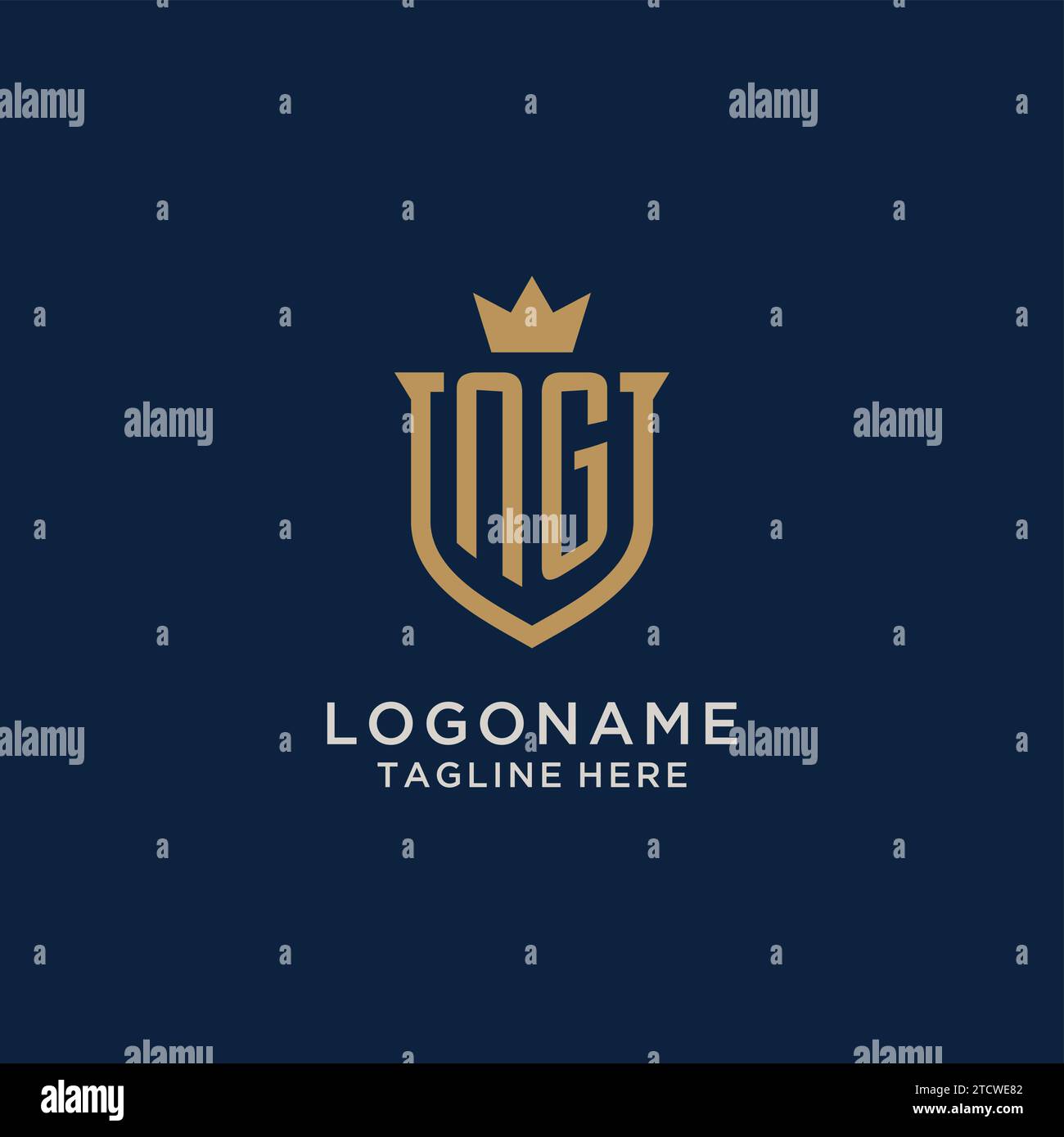 NG initial shield crown logo vector graphic Stock Vector