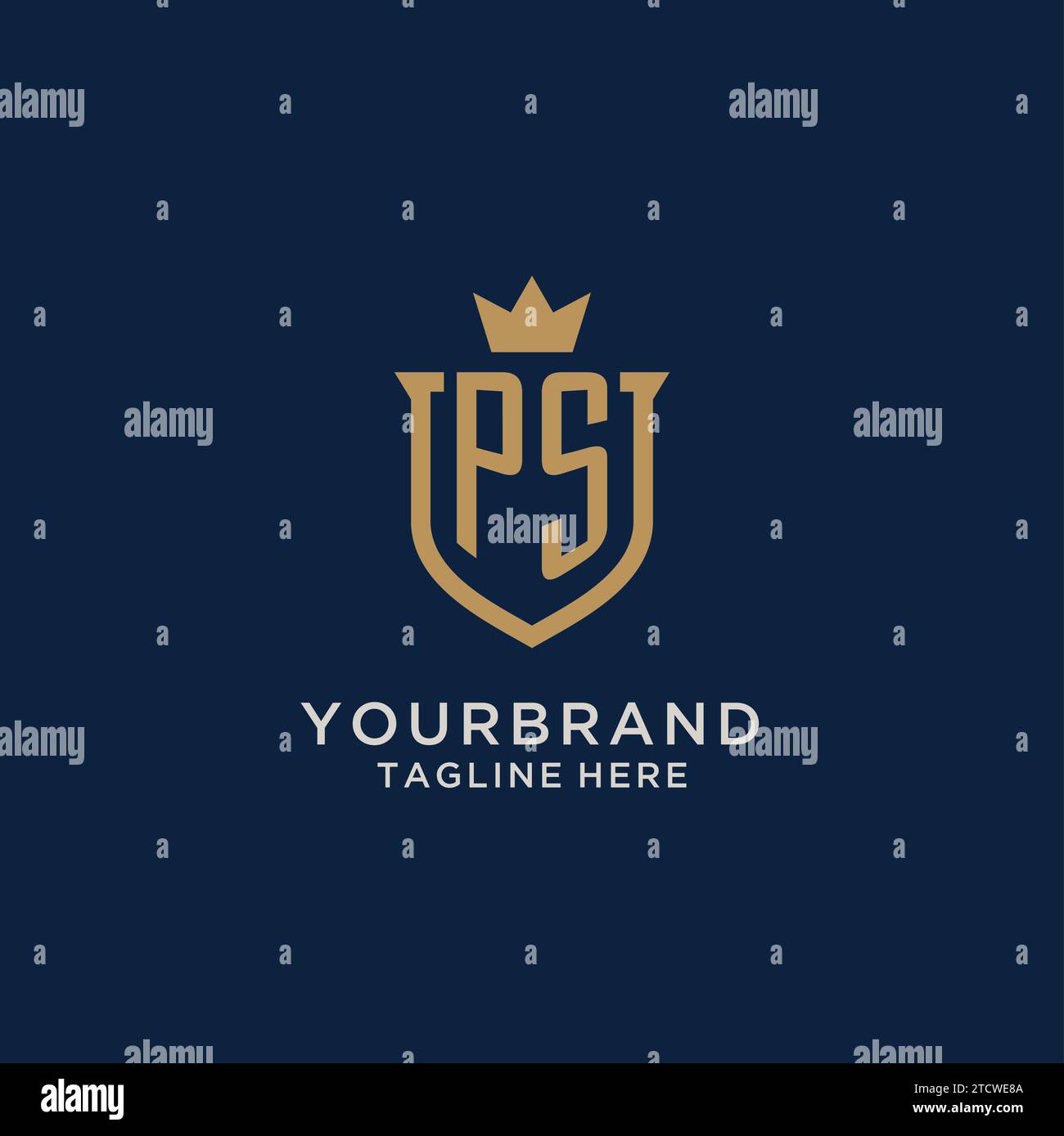 PS initial shield crown logo vector graphic Stock Vector