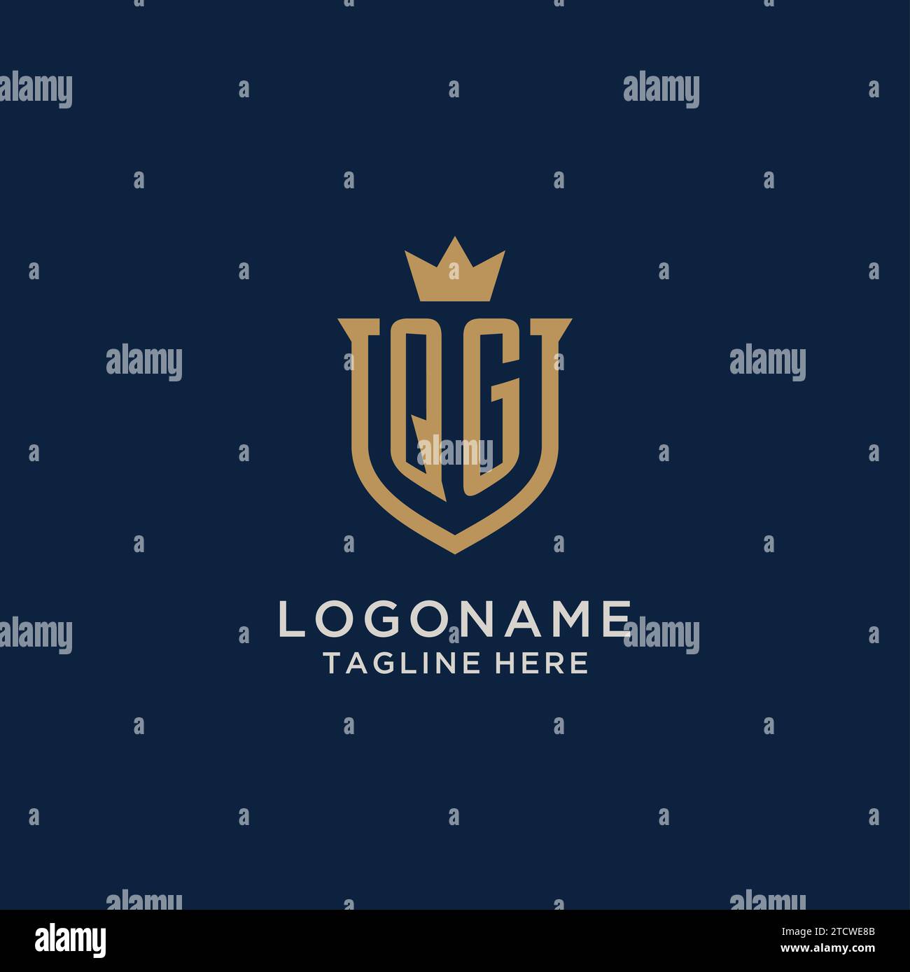 QG initial shield crown logo vector graphic Stock Vector