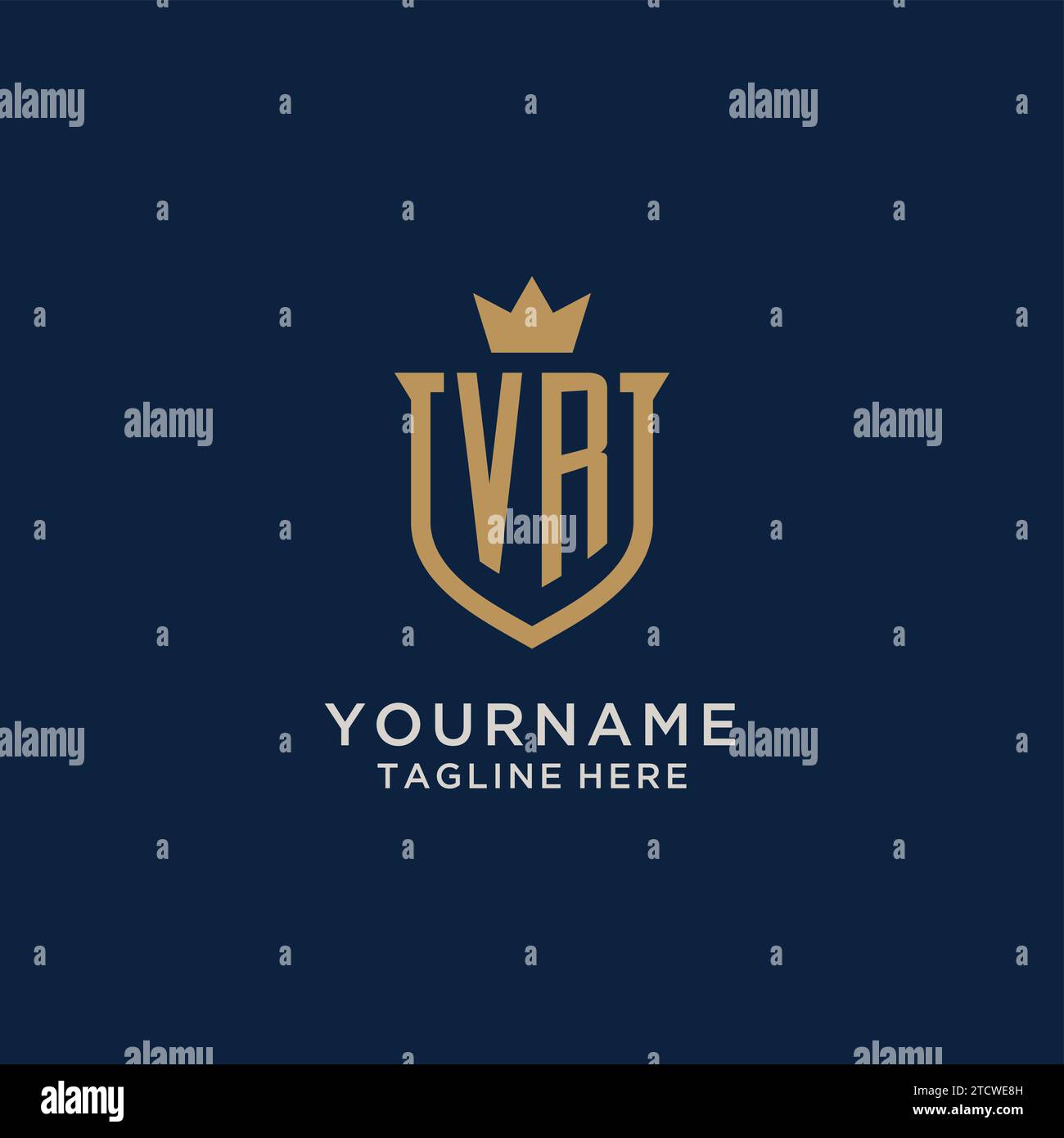VR initial shield crown logo vector graphic Stock Vector
