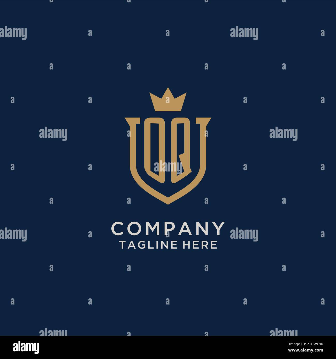 OQ initial shield crown logo vector graphic Stock Vector