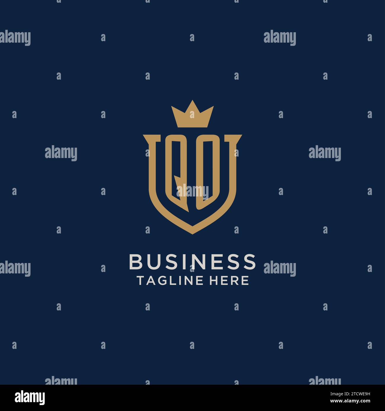 QO initial shield crown logo vector graphic Stock Vector