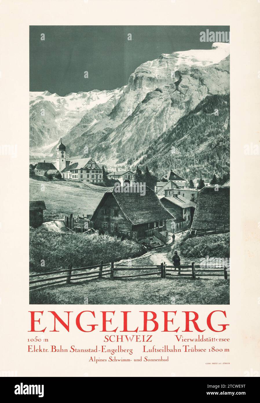 Engelberg (Gebruder Fretz A.G., c. 1920s) Swiss Travel Poster Stock Photo