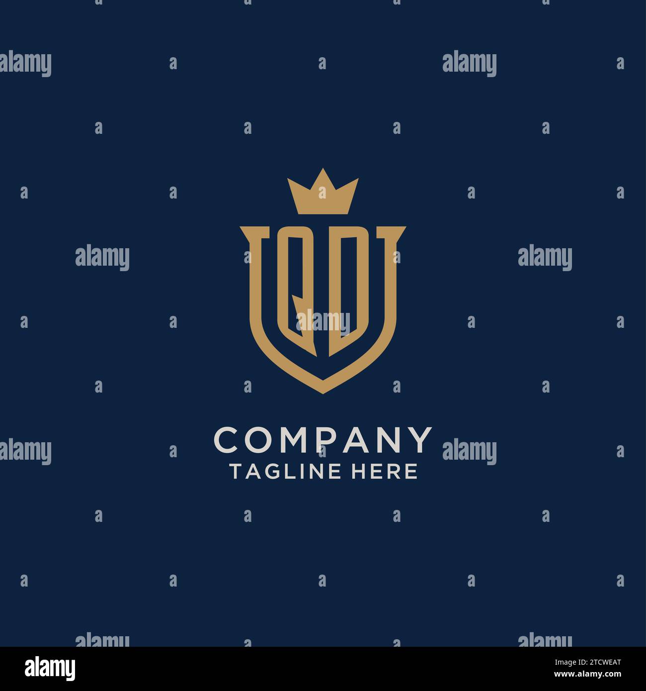 QD initial shield crown logo vector graphic Stock Vector