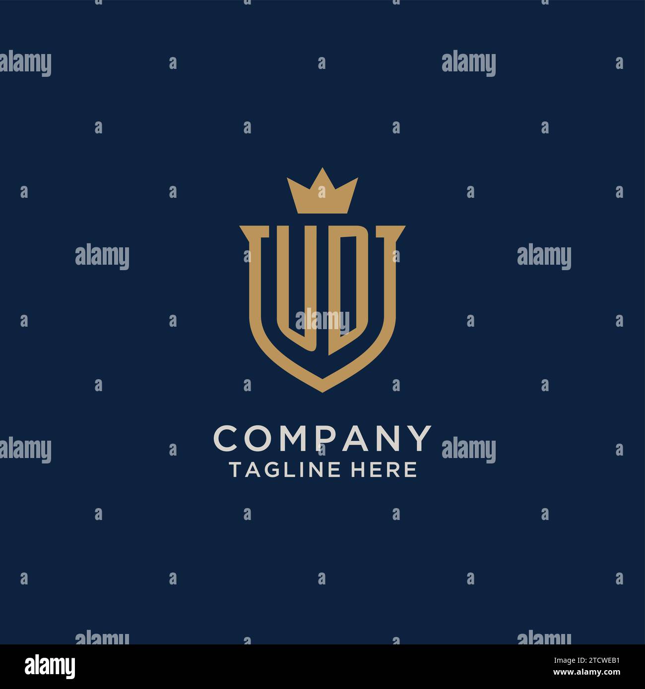 UD initial shield crown logo vector graphic Stock Vector