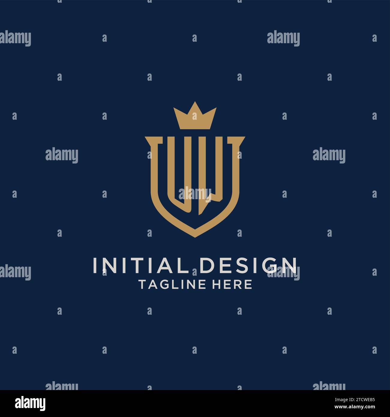 UW initial shield crown logo vector graphic Stock Vector