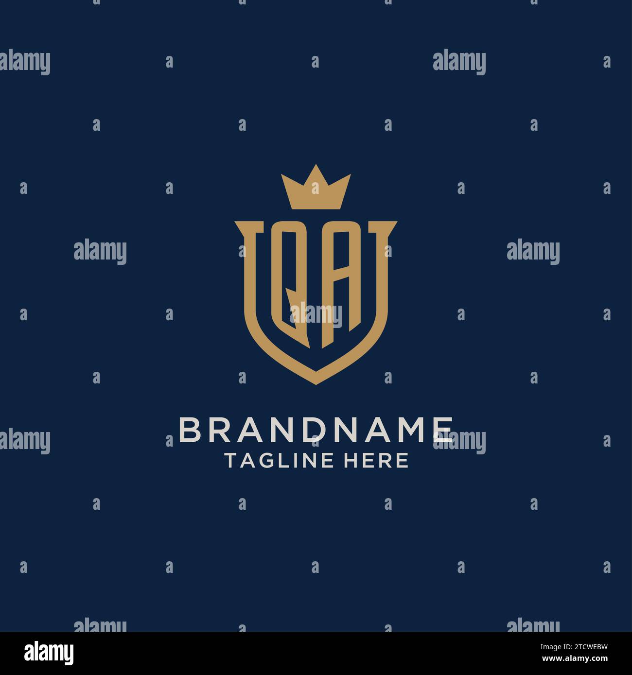 QA initial shield crown logo vector graphic Stock Vector