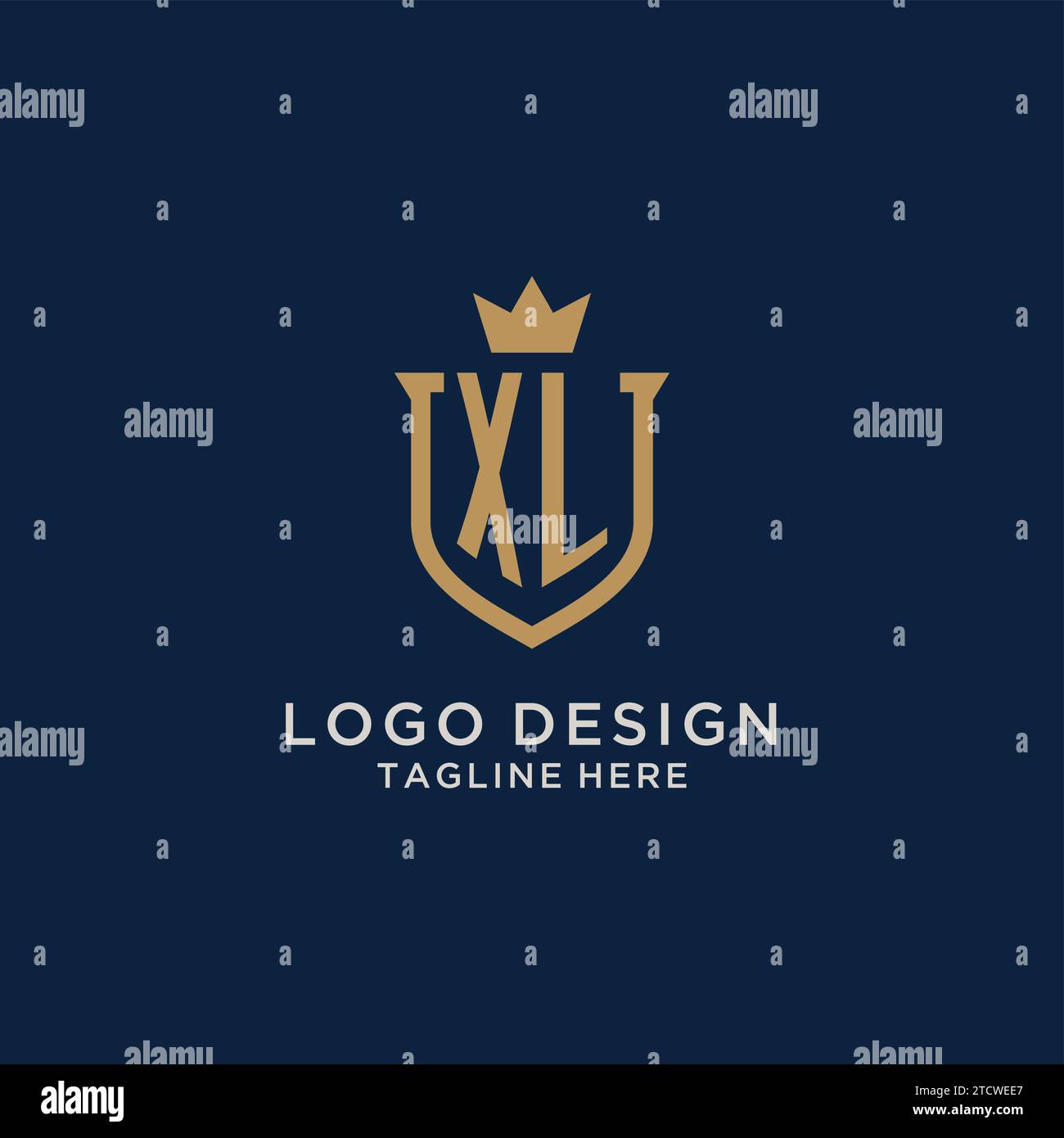 XL initial shield crown logo vector graphic Stock Vector