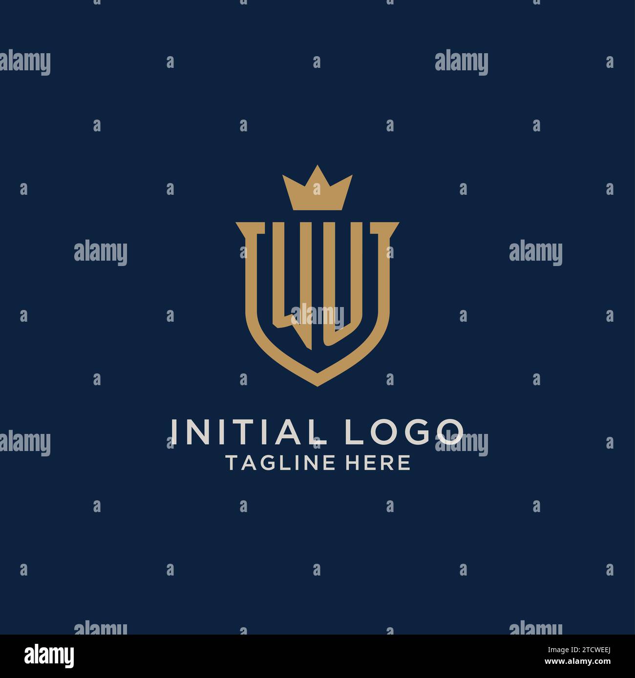 WU initial shield crown logo vector graphic Stock Vector