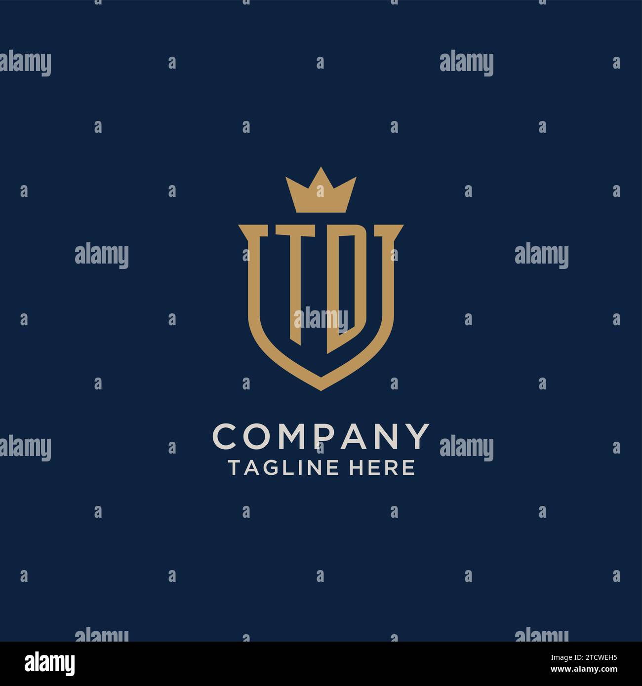 TD initial shield crown logo vector graphic Stock Vector