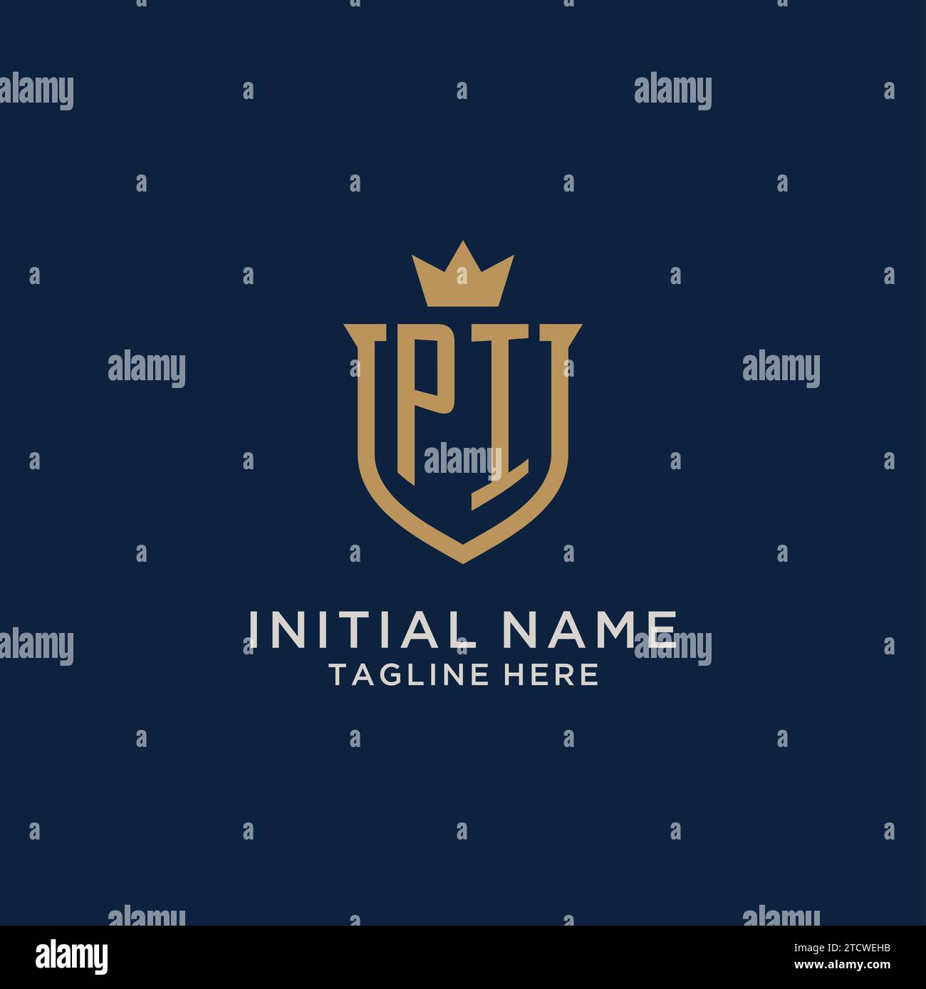 PI initial shield crown logo vector graphic Stock Vector