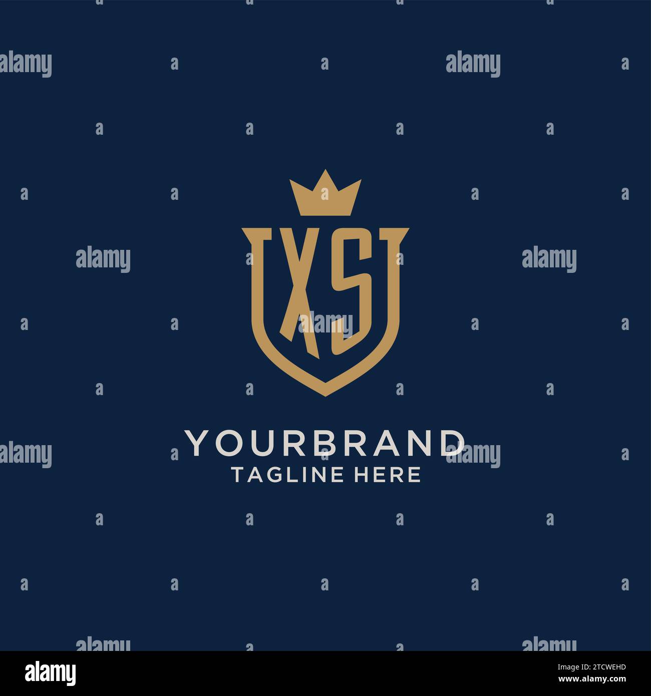 XS initial shield crown logo vector graphic Stock Vector