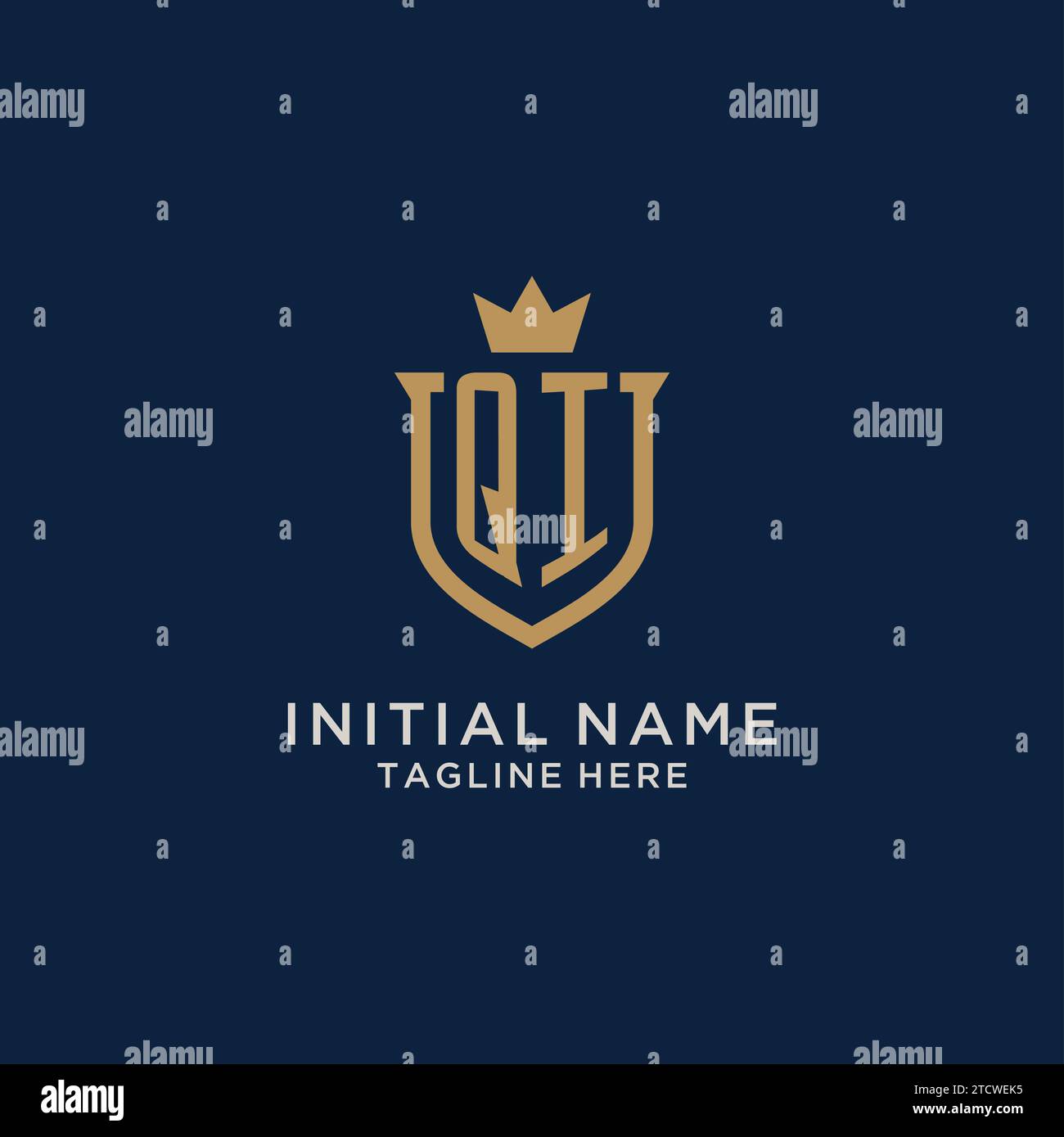 QI initial shield crown logo vector graphic Stock Vector