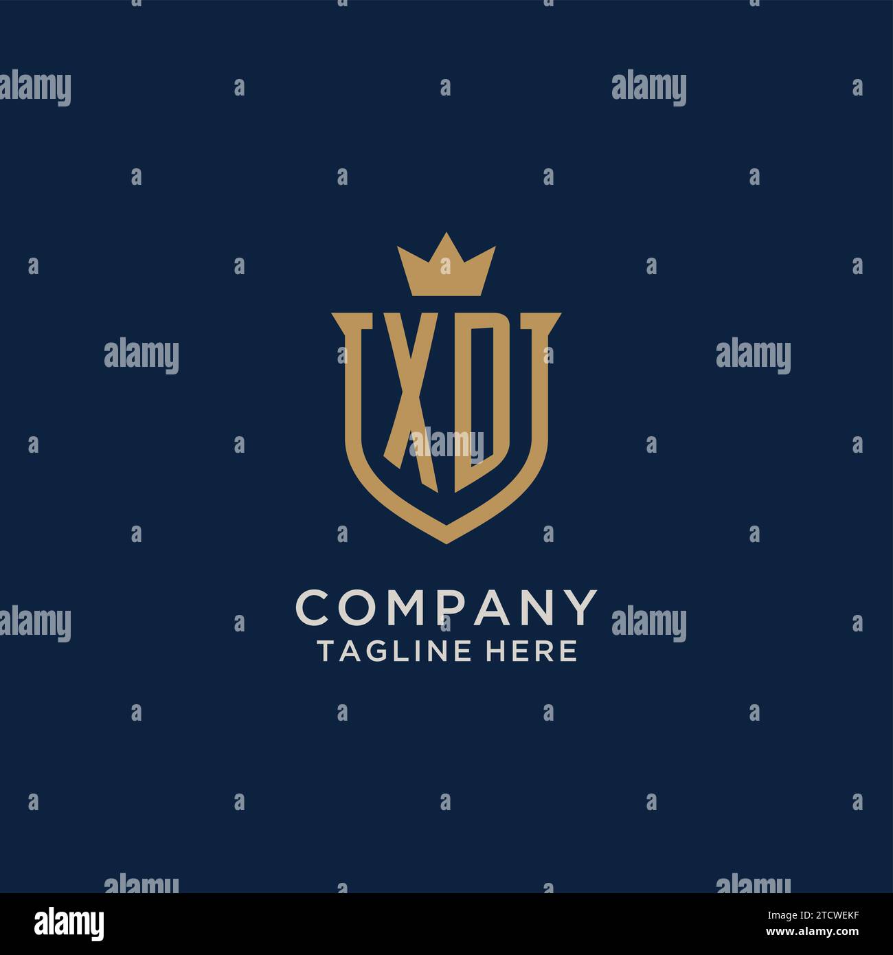 XD initial shield crown logo vector graphic Stock Vector