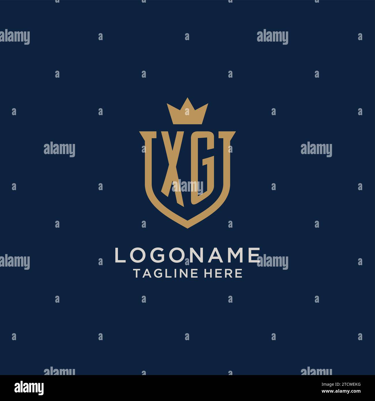 XG initial shield crown logo vector graphic Stock Vector