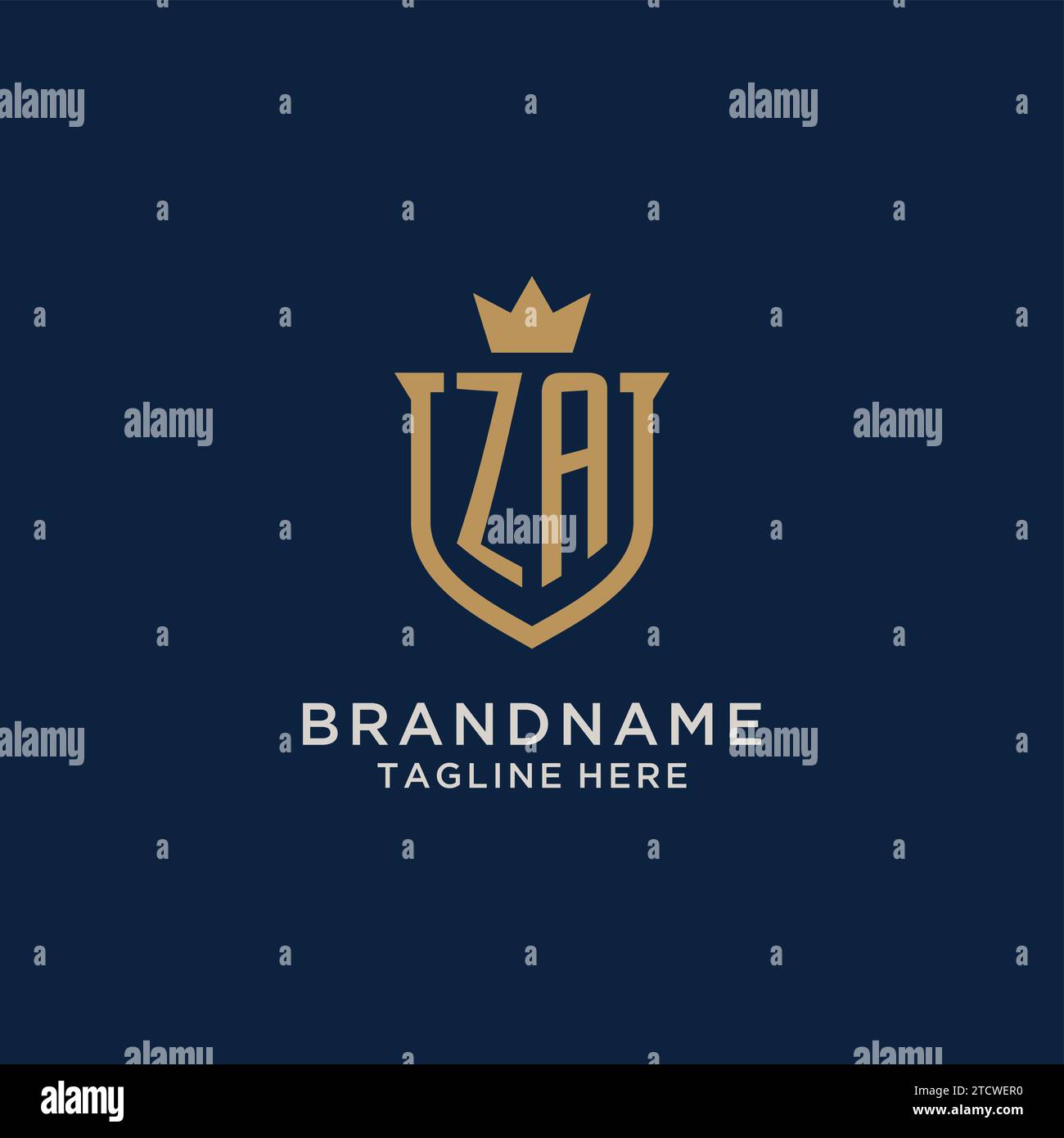 ZA initial shield crown logo vector graphic Stock Vector