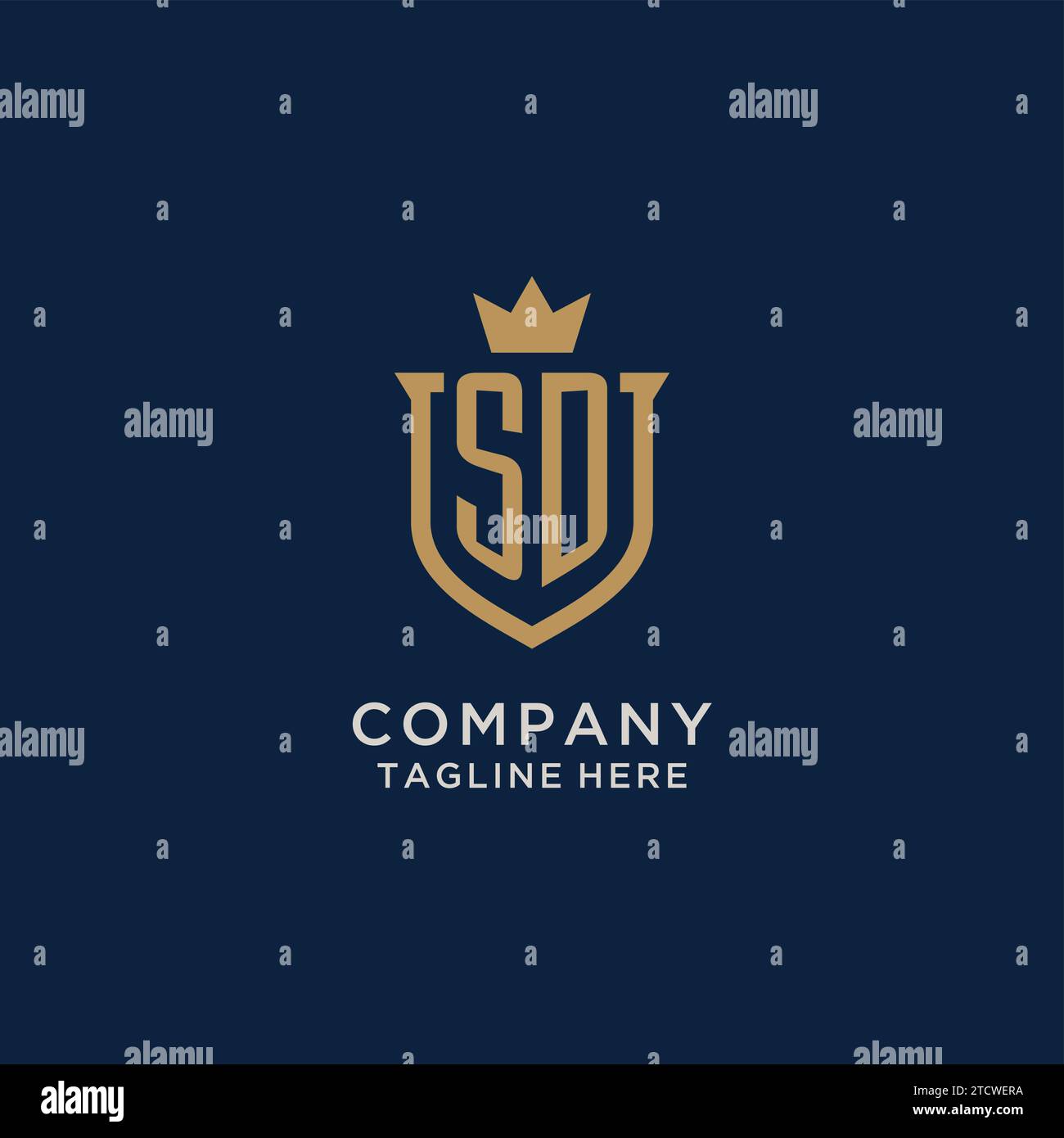 SD initial shield crown logo vector graphic Stock Vector