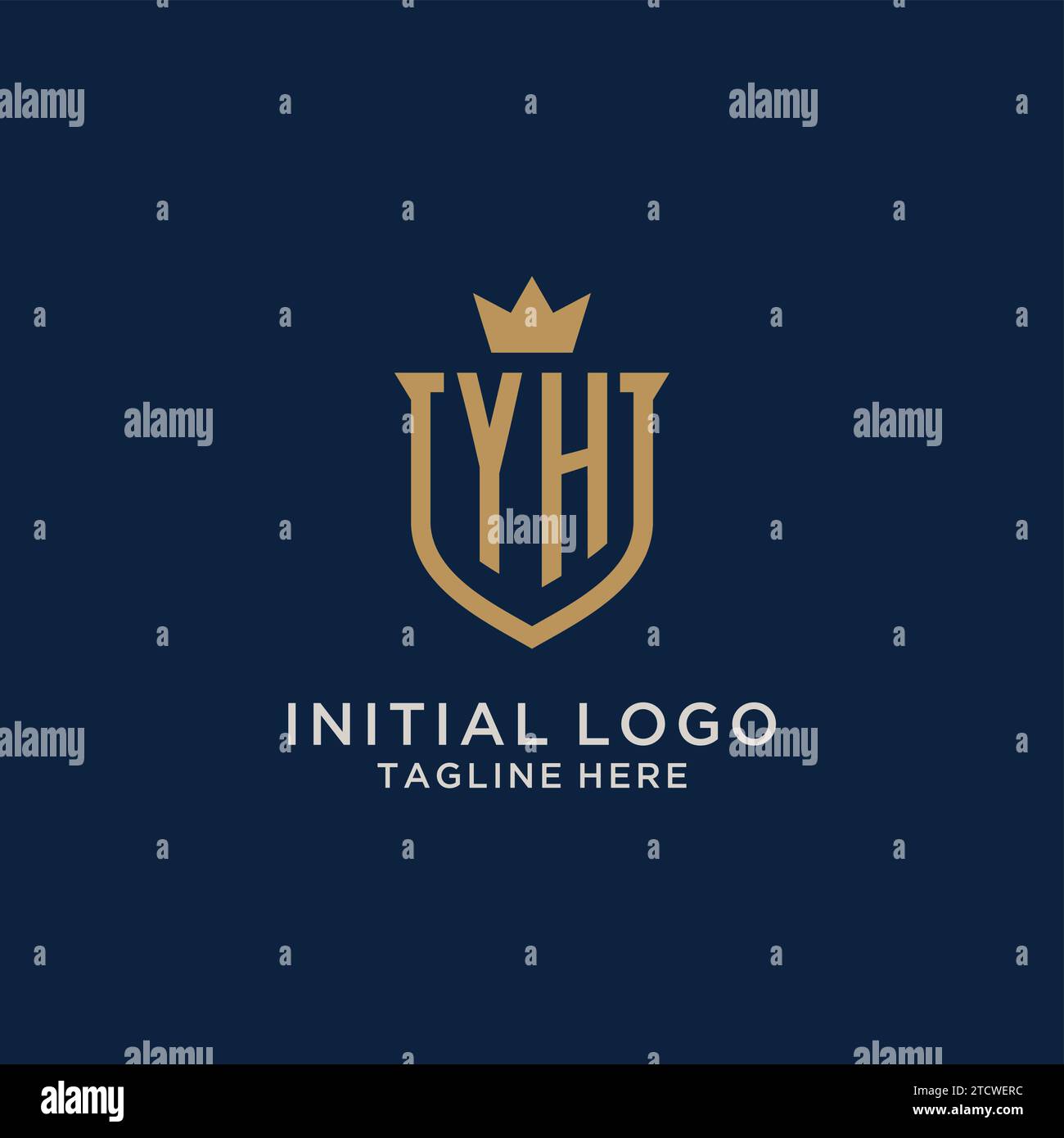 YH initial shield crown logo vector graphic Stock Vector