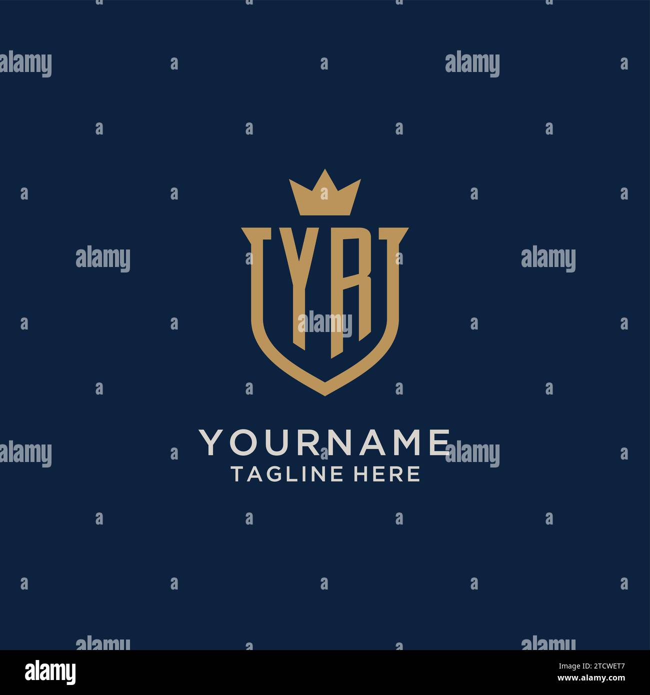 YR initial shield crown logo vector graphic Stock Vector