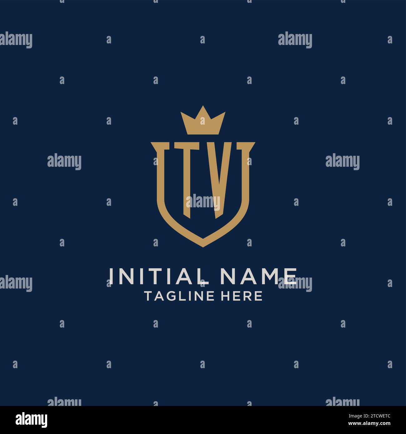 TV initial shield crown logo vector graphic Stock Vector