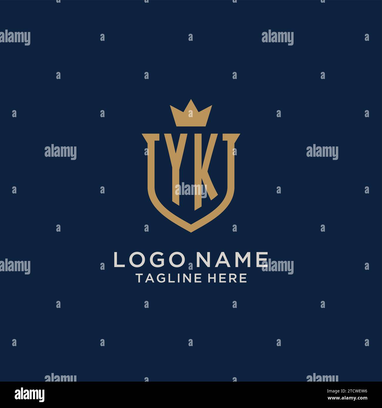 YK initial shield crown logo vector graphic Stock Vector