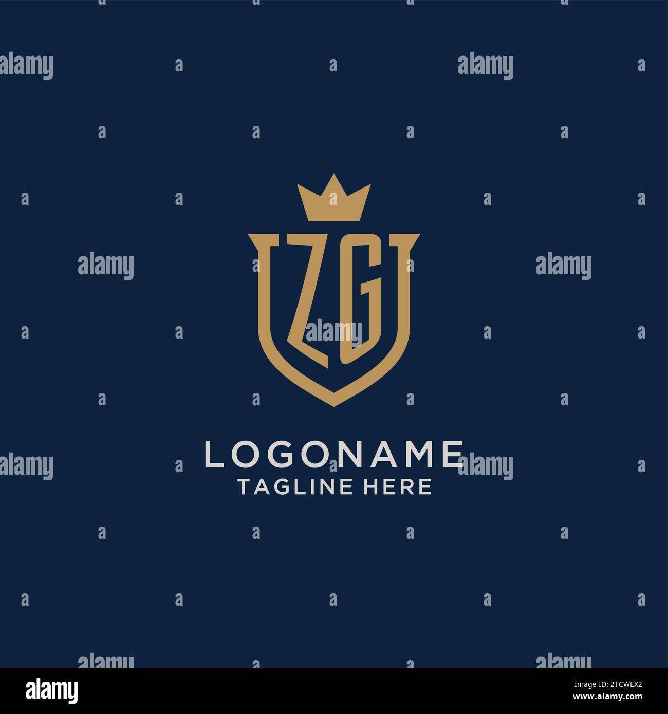 ZG initial shield crown logo vector graphic Stock Vector