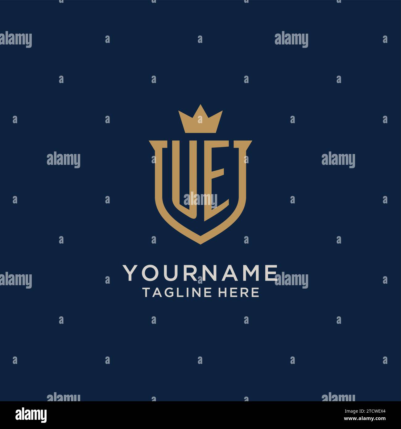 UE initial shield crown logo vector graphic Stock Vector