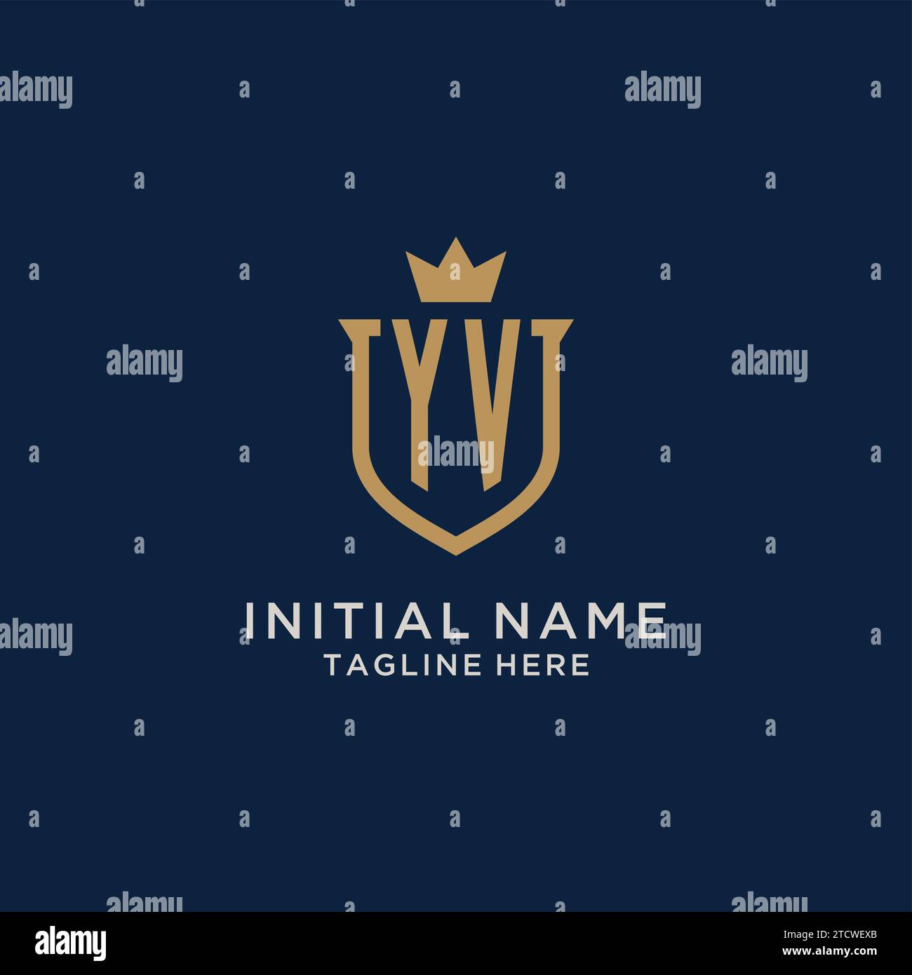 YV initial shield crown logo vector graphic Stock Vector