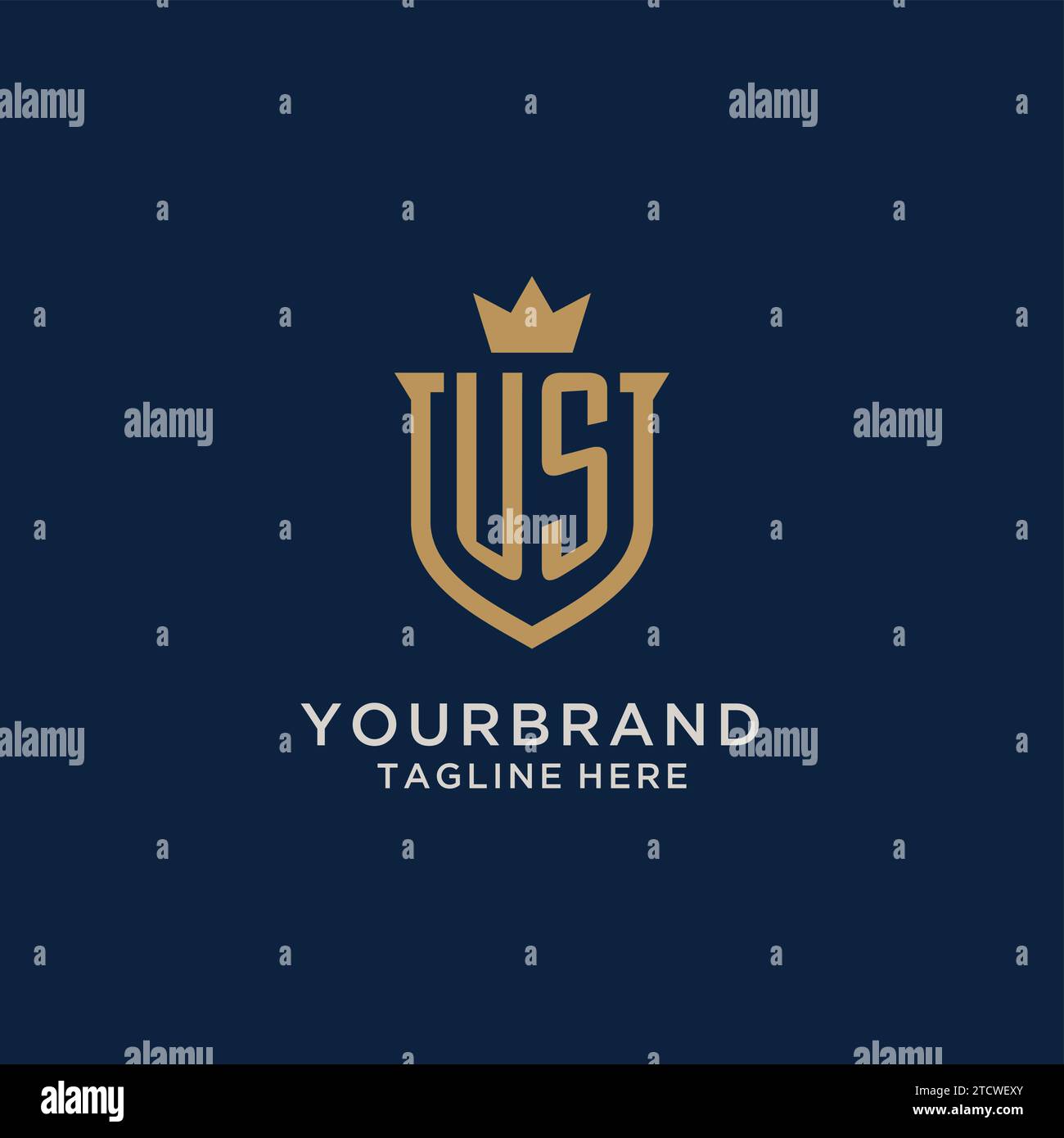 US initial shield crown logo vector graphic Stock Vector