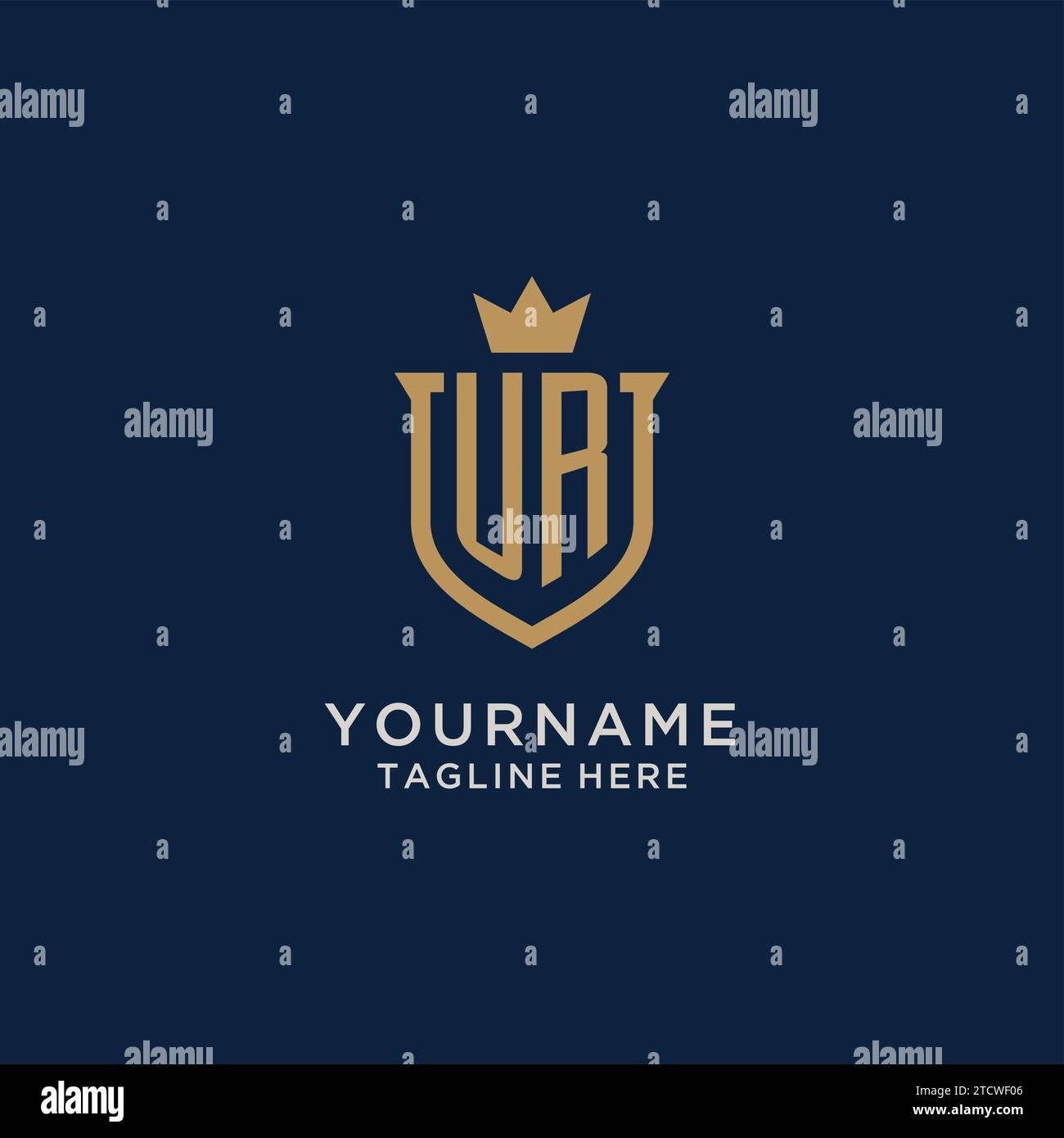 UR initial shield crown logo vector graphic Stock Vector