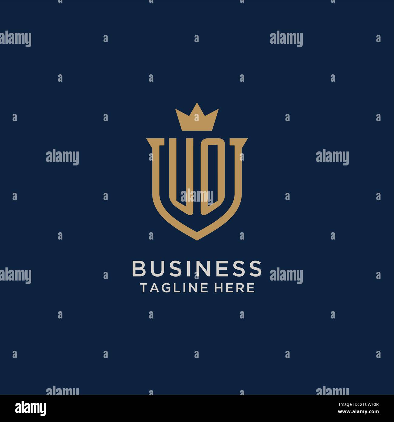 UO initial shield crown logo vector graphic Stock Vector