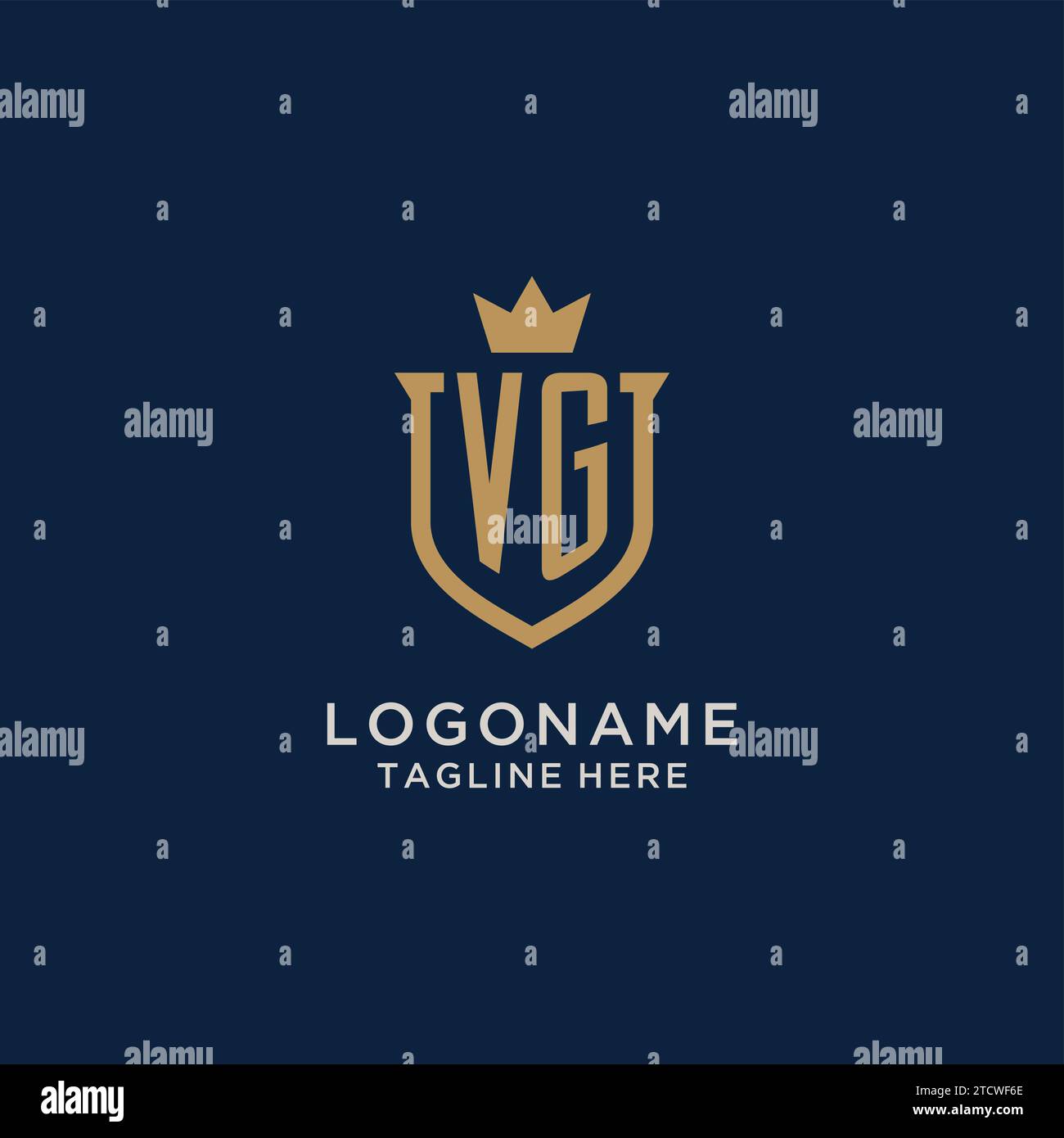 VG initial shield crown logo vector graphic Stock Vector