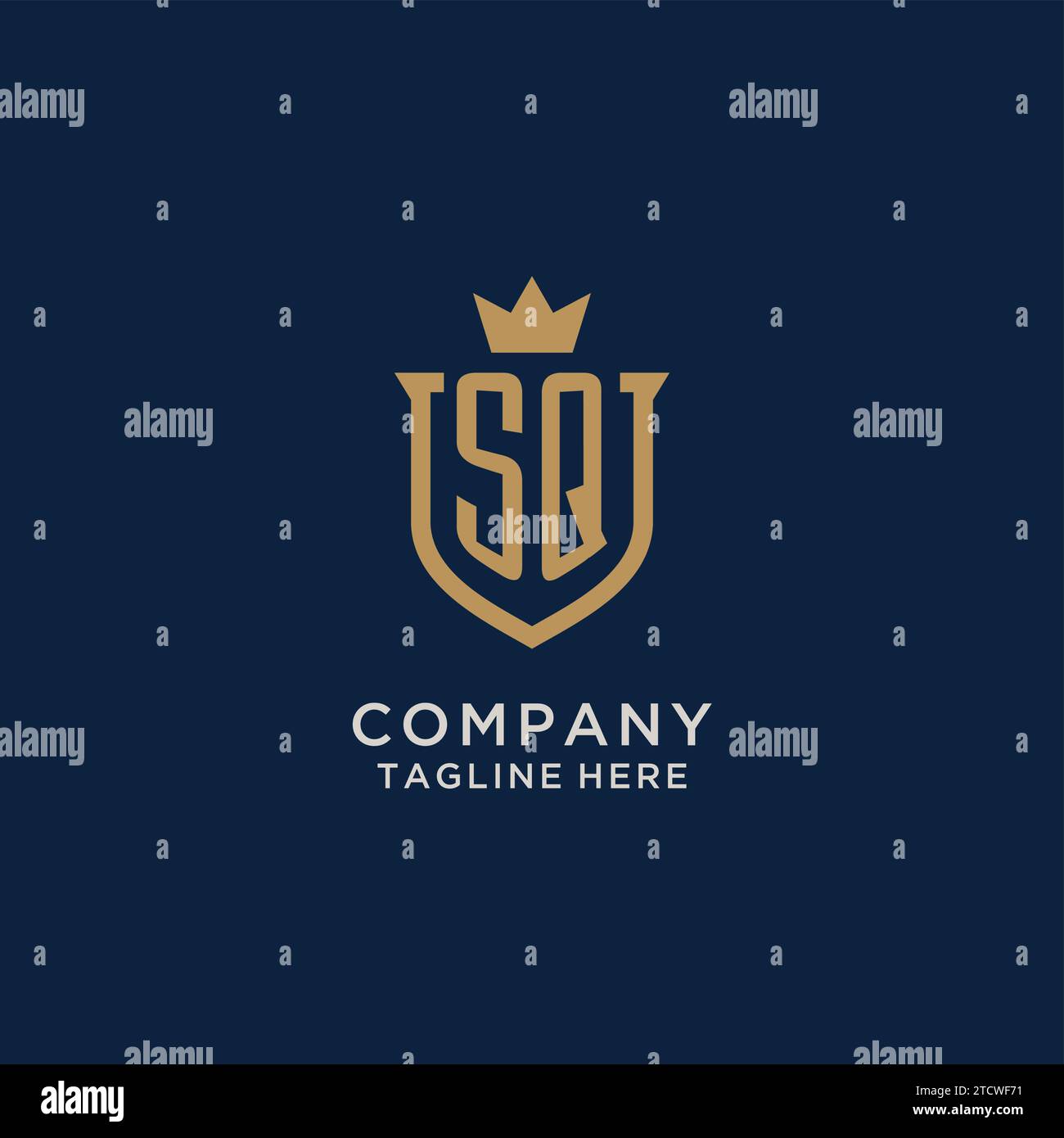 SQ initial shield crown logo vector graphic Stock Vector