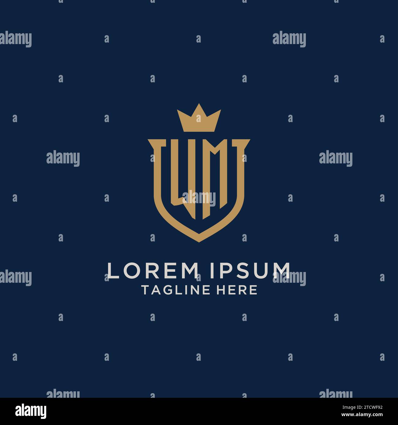 WM initial shield crown logo vector graphic Stock Vector