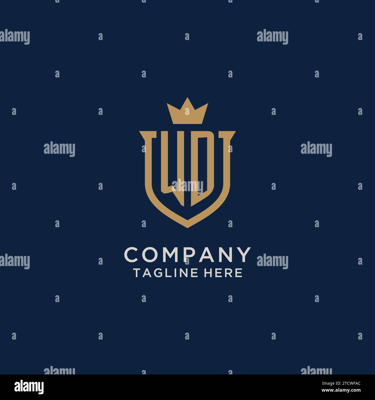 WD initial shield crown logo vector graphic Stock Vector