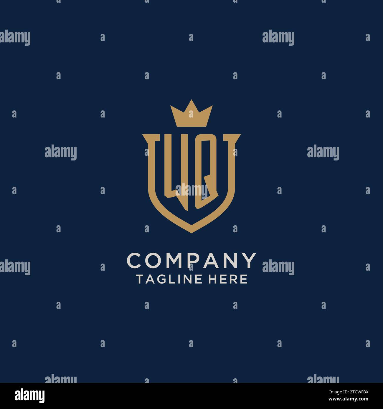 WQ initial shield crown logo vector graphic Stock Vector