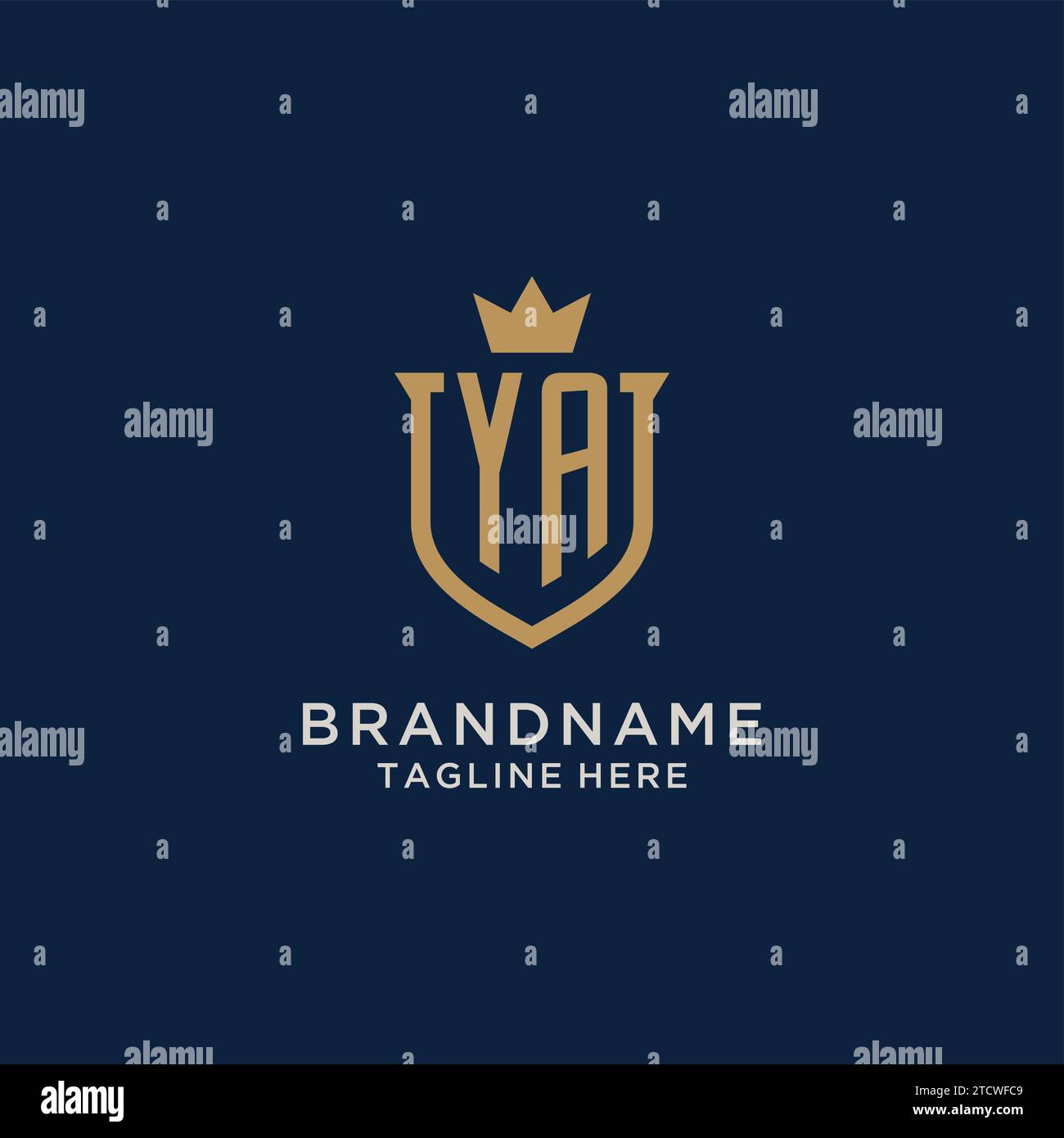 YA initial shield crown logo vector graphic Stock Vector
