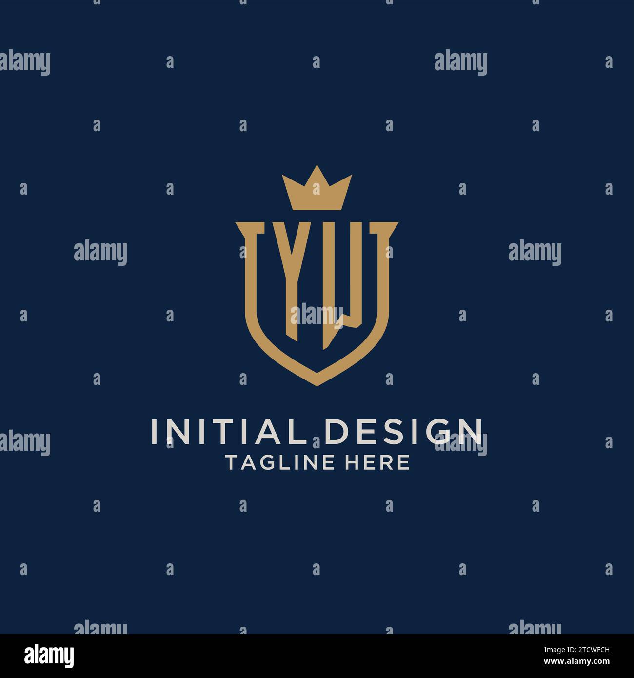 YW initial shield crown logo vector graphic Stock Vector