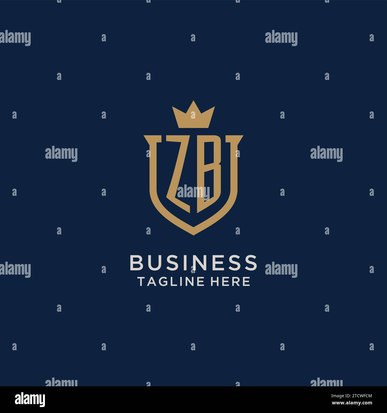 ZB initial shield crown logo vector graphic Stock Vector