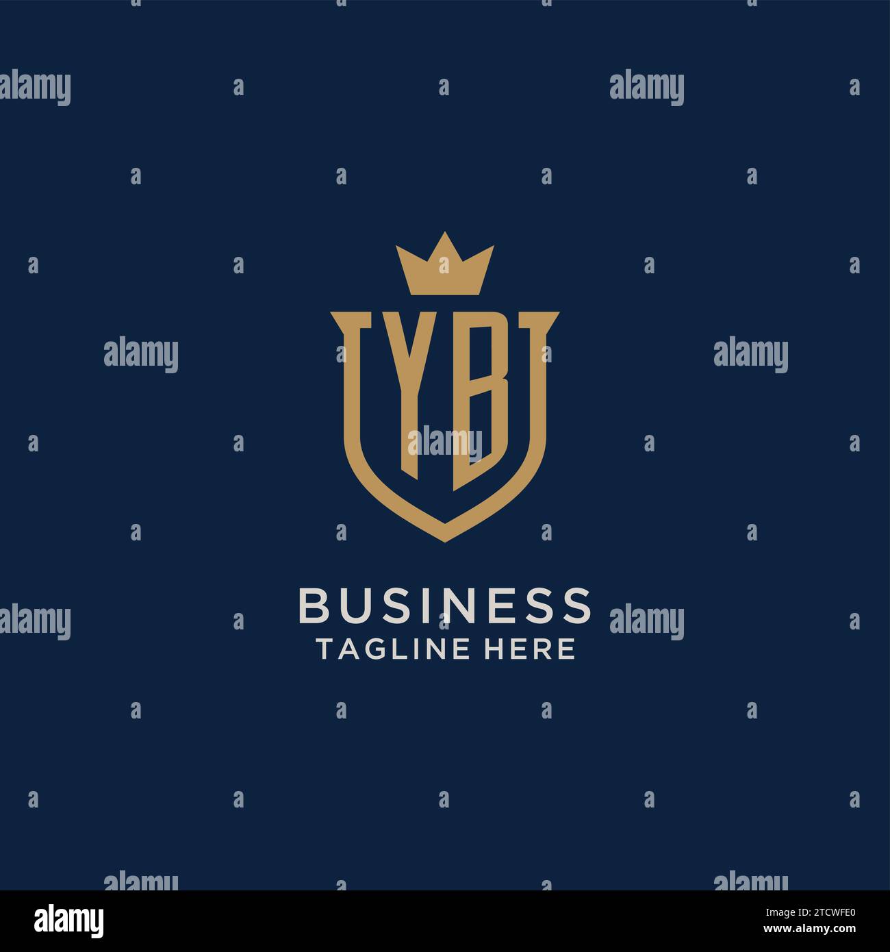 YB initial shield crown logo vector graphic Stock Vector
