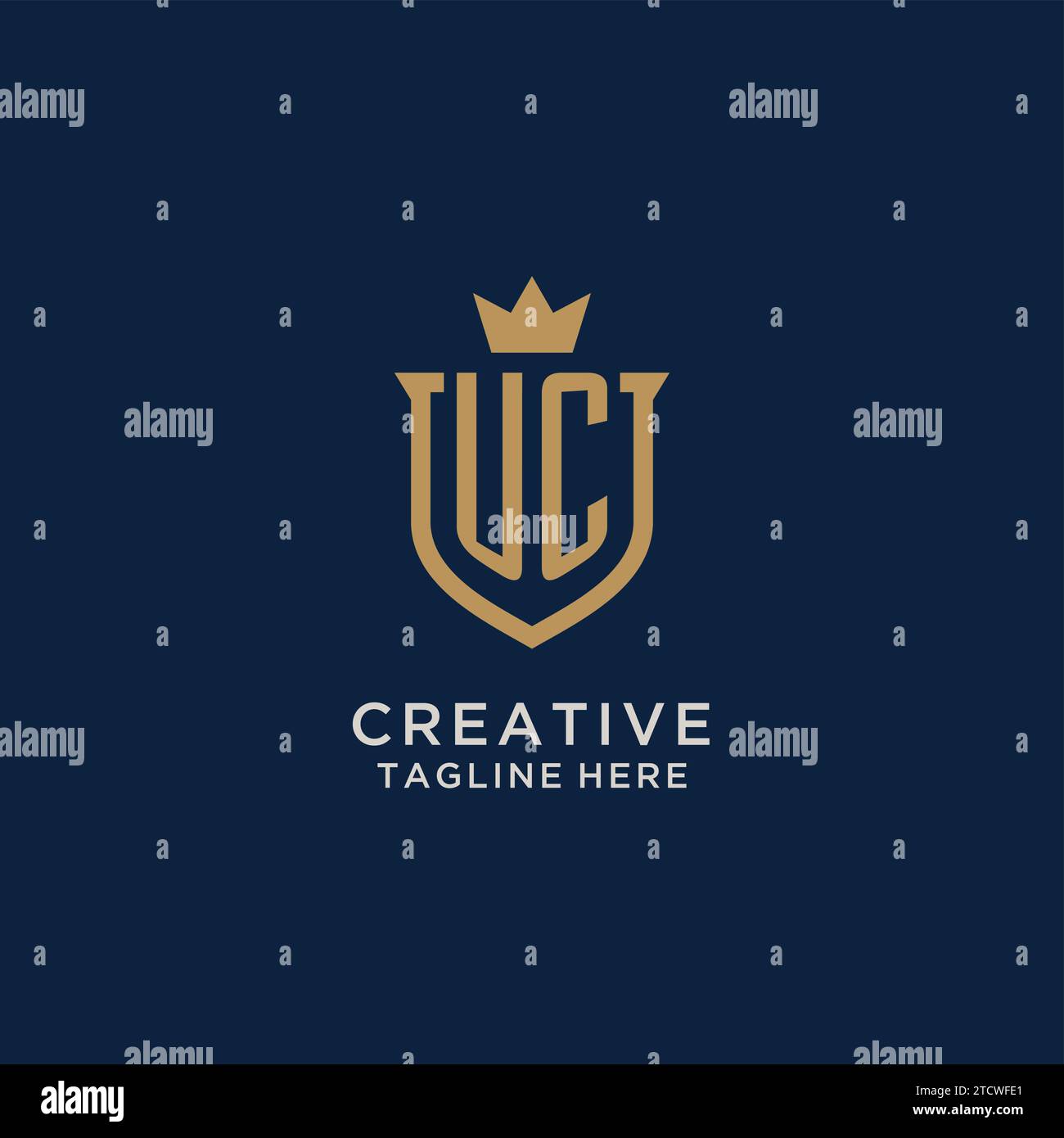 UC initial shield crown logo vector graphic Stock Vector