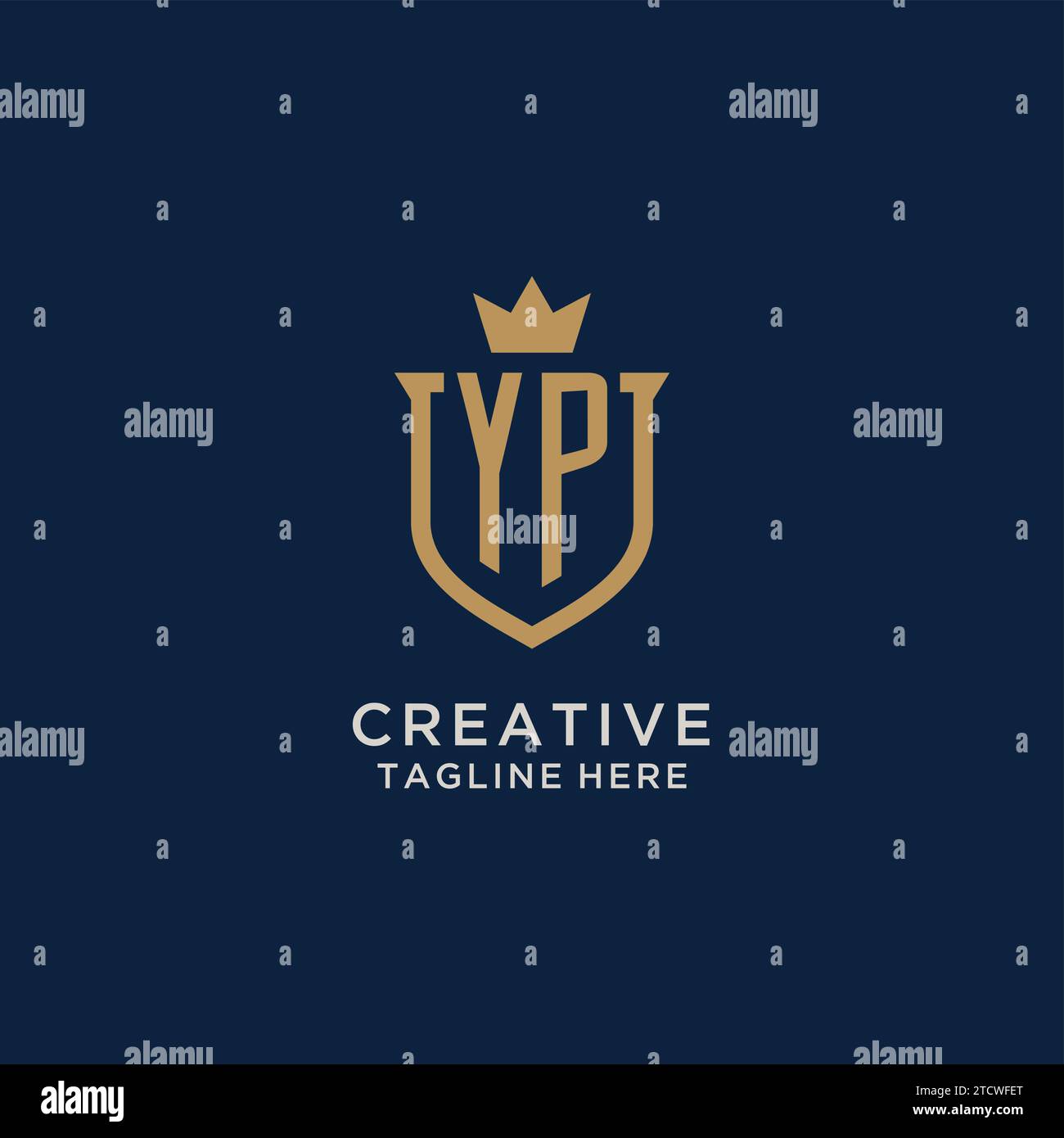 YP initial shield crown logo vector graphic Stock Vector