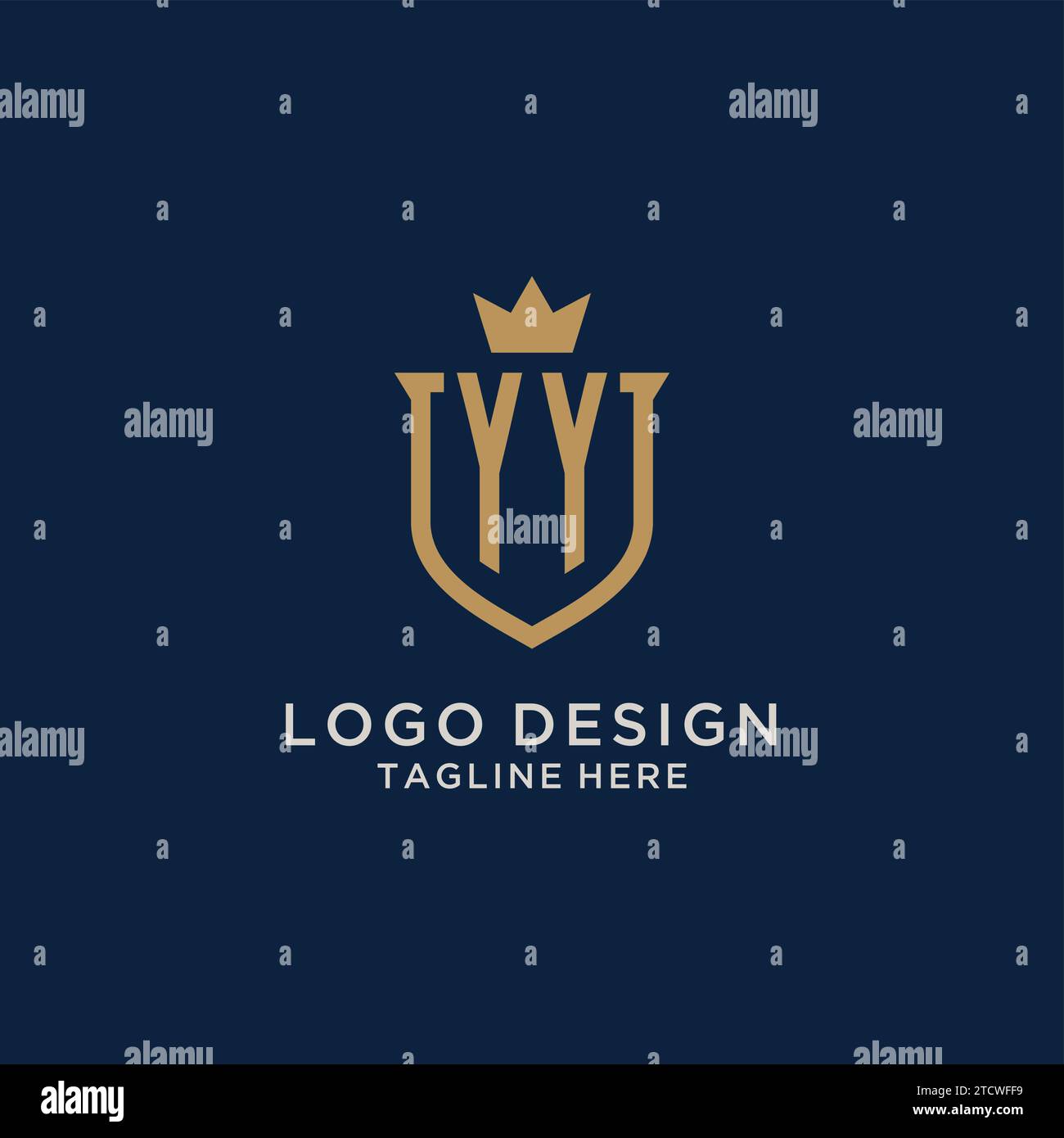 YY initial shield crown logo vector graphic Stock Vector