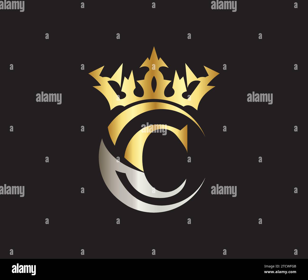 C letter Crown luxury kingdom sign with Golden Color Company Logo ...