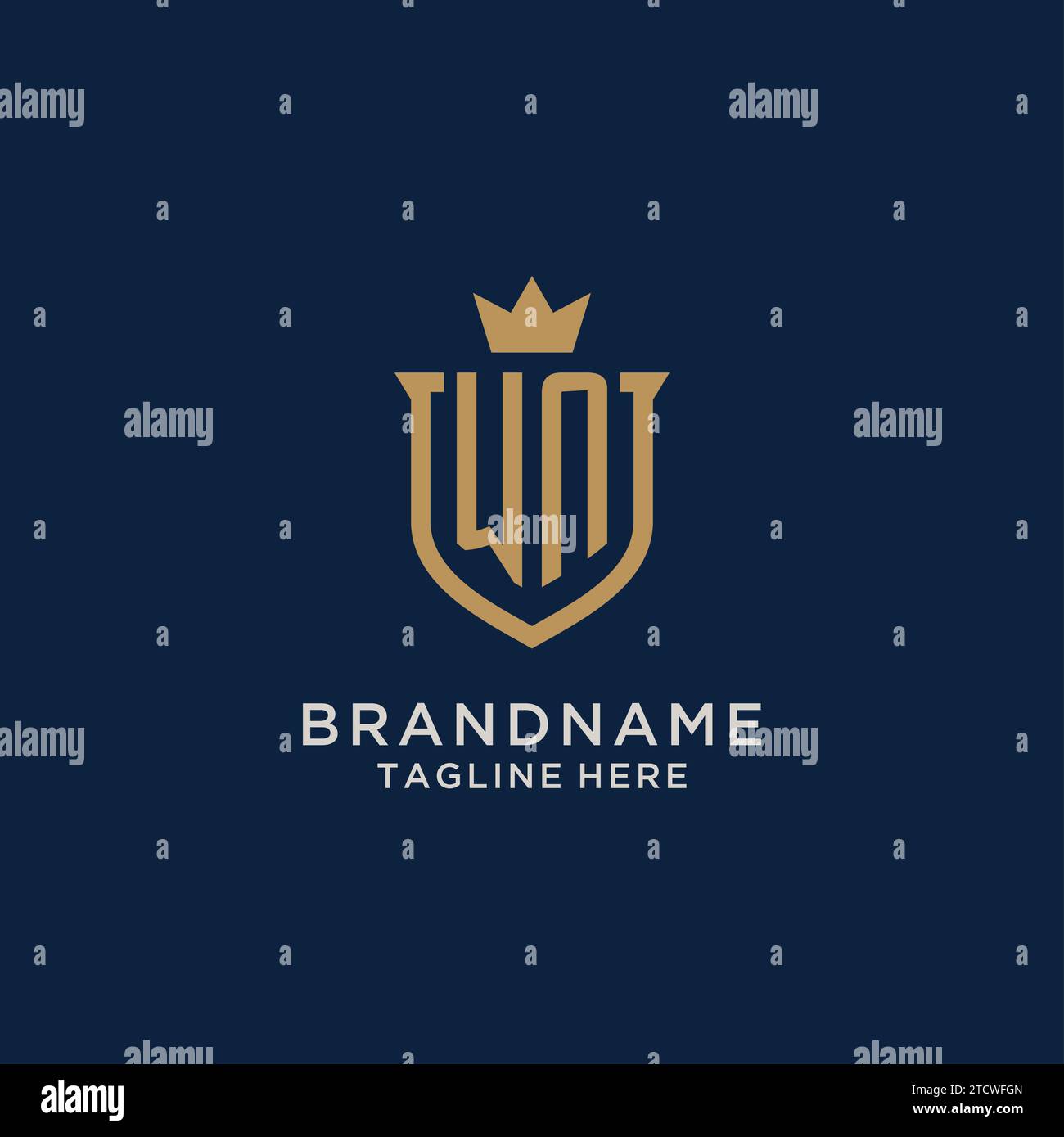 WN initial shield crown logo vector graphic Stock Vector