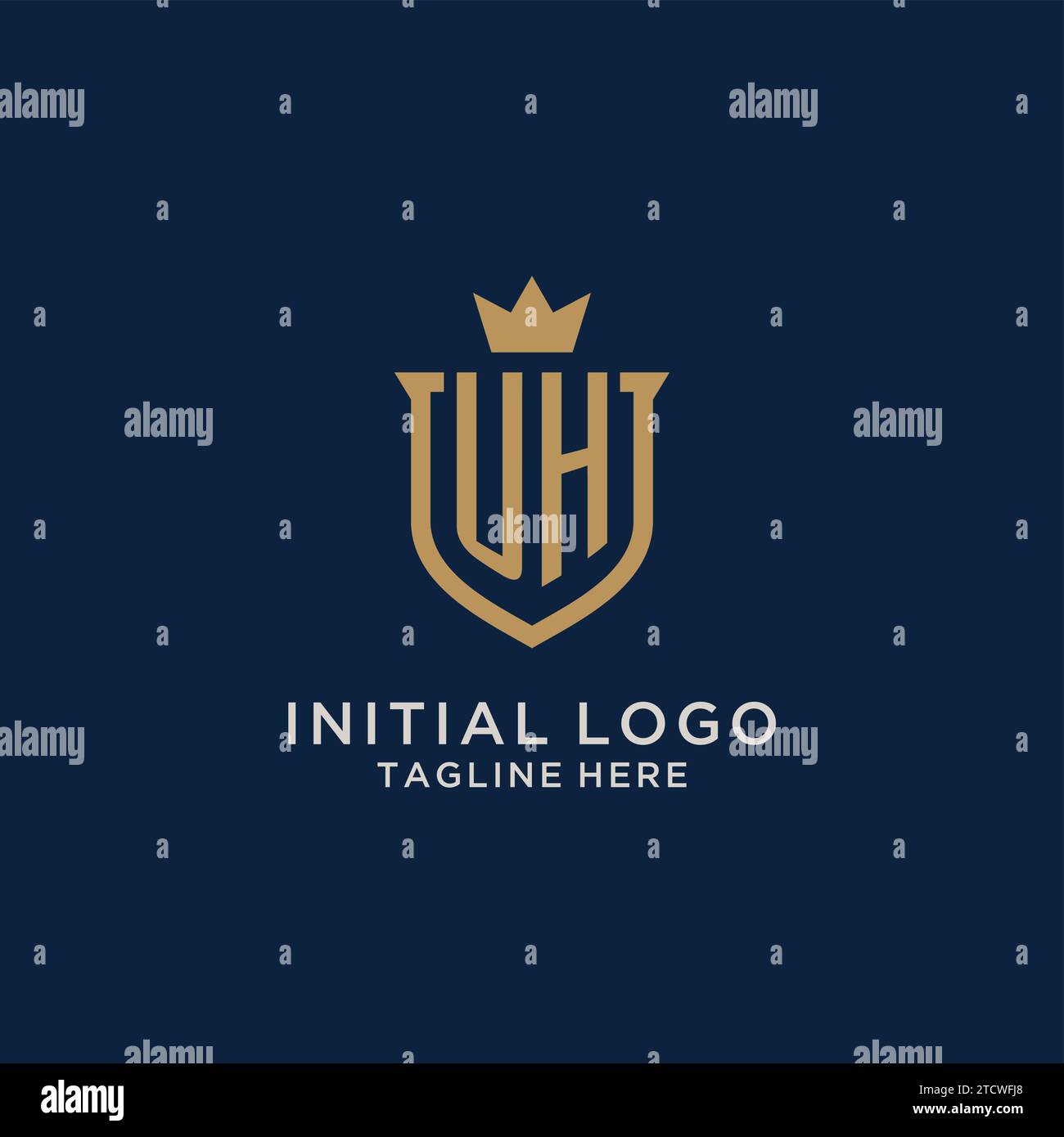 UH initial shield crown logo vector graphic Stock Vector