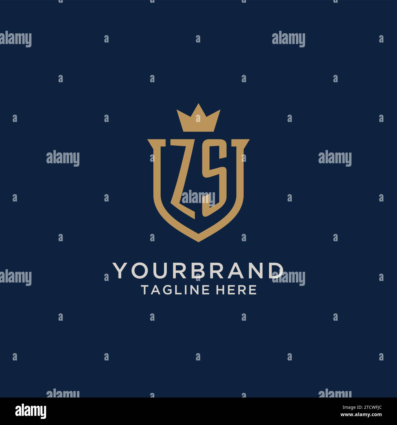 ZS initial shield crown logo vector graphic Stock Vector